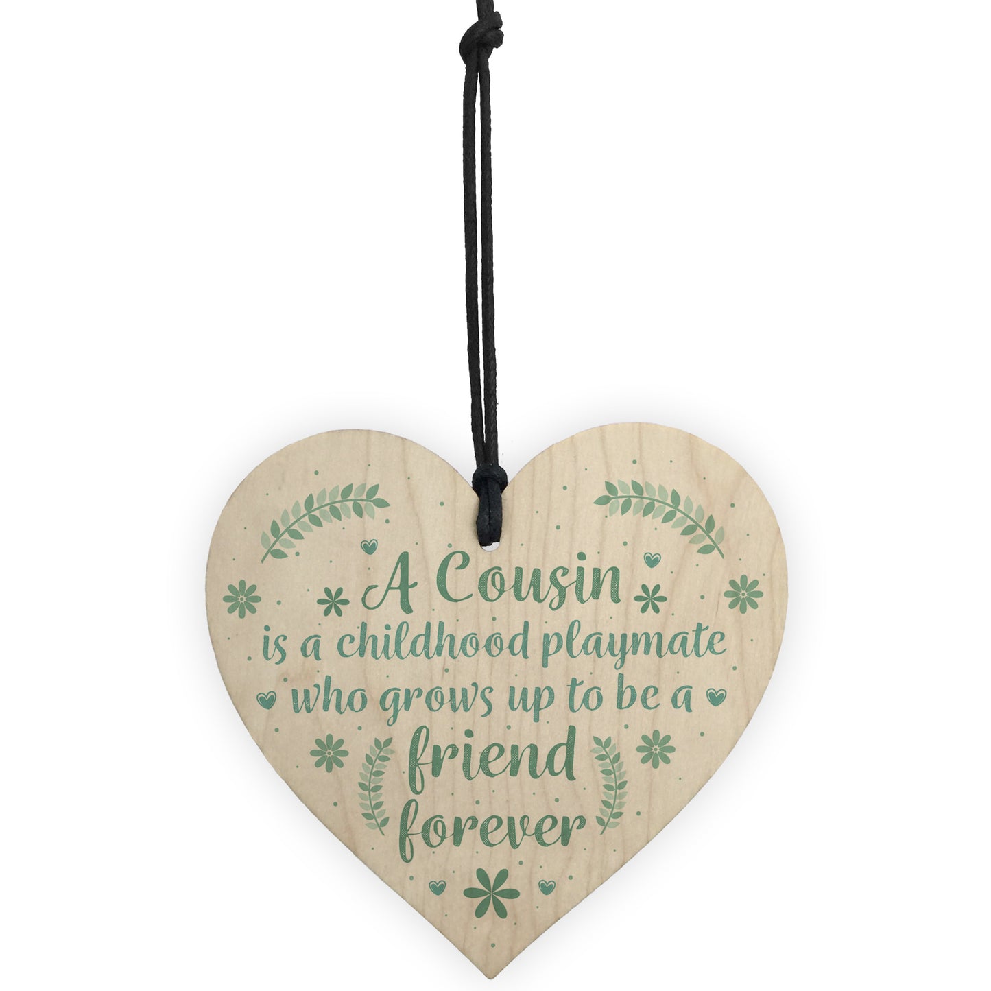 Cousin Friendship Gift Wooden Heart Plaque Keepsake Birthday