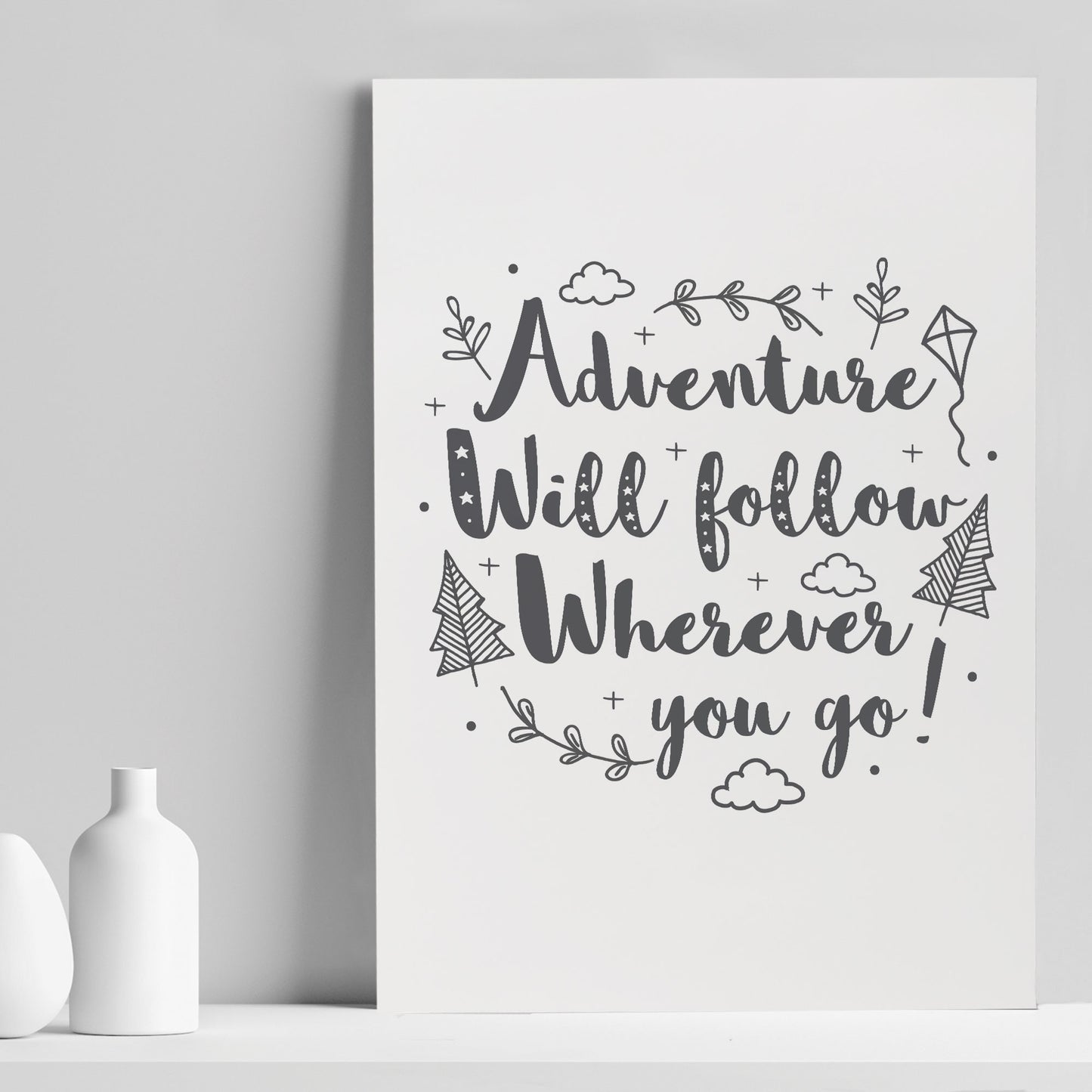 Grey Nursery Prints Baby Room Girls Boys Bedroom Wall Art Gift
