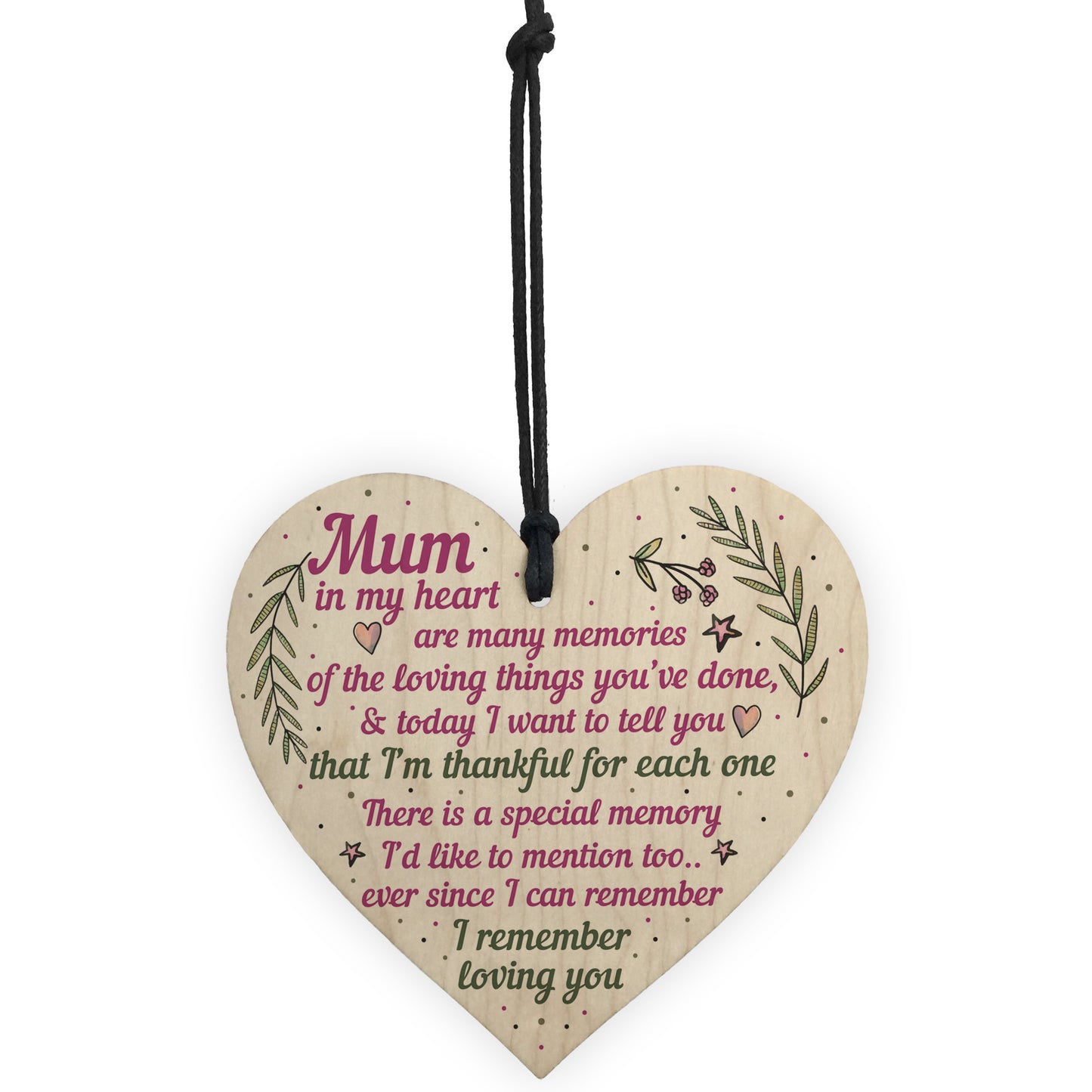 Mum Gifts From Daughter Son Wood Heart Plaque Birthday Christmas