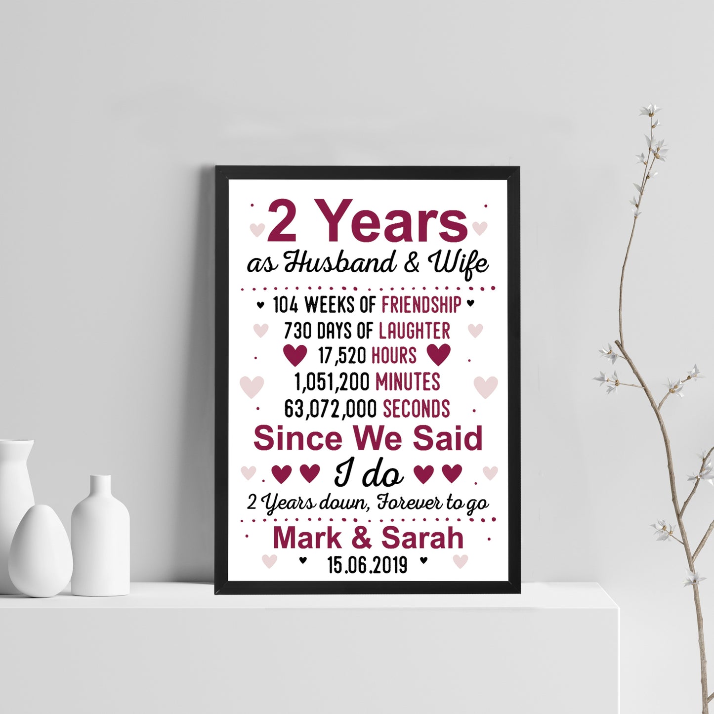 2nd Anniversary Gift Personalised Second Wedding Anniversary