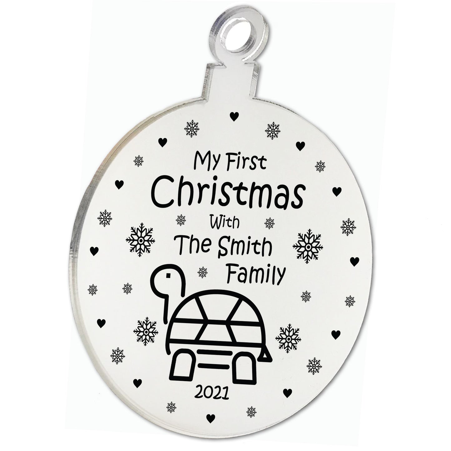 Personalised 1st Christmas With Tortoise Turtle Christmas Bauble