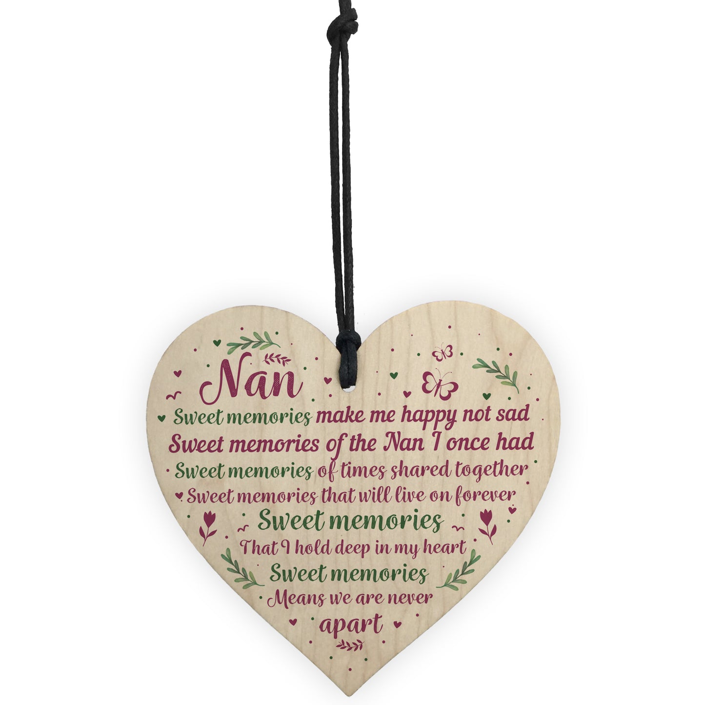 Nan And Grandad Memorial Plaques Wooden Heart Sign Ornament
