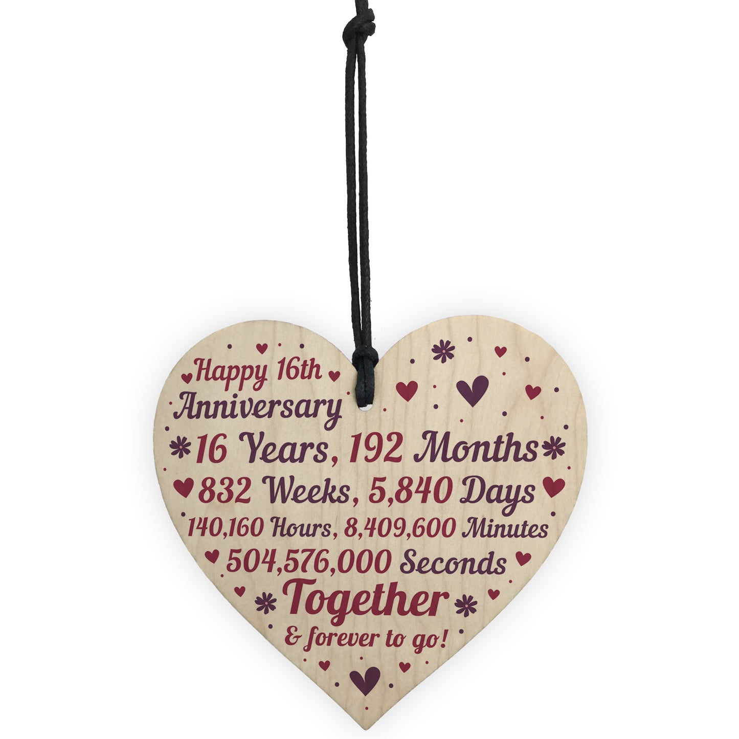 Anniversary Wooden Heart To Celebrate 16th Wedding Anniversary
