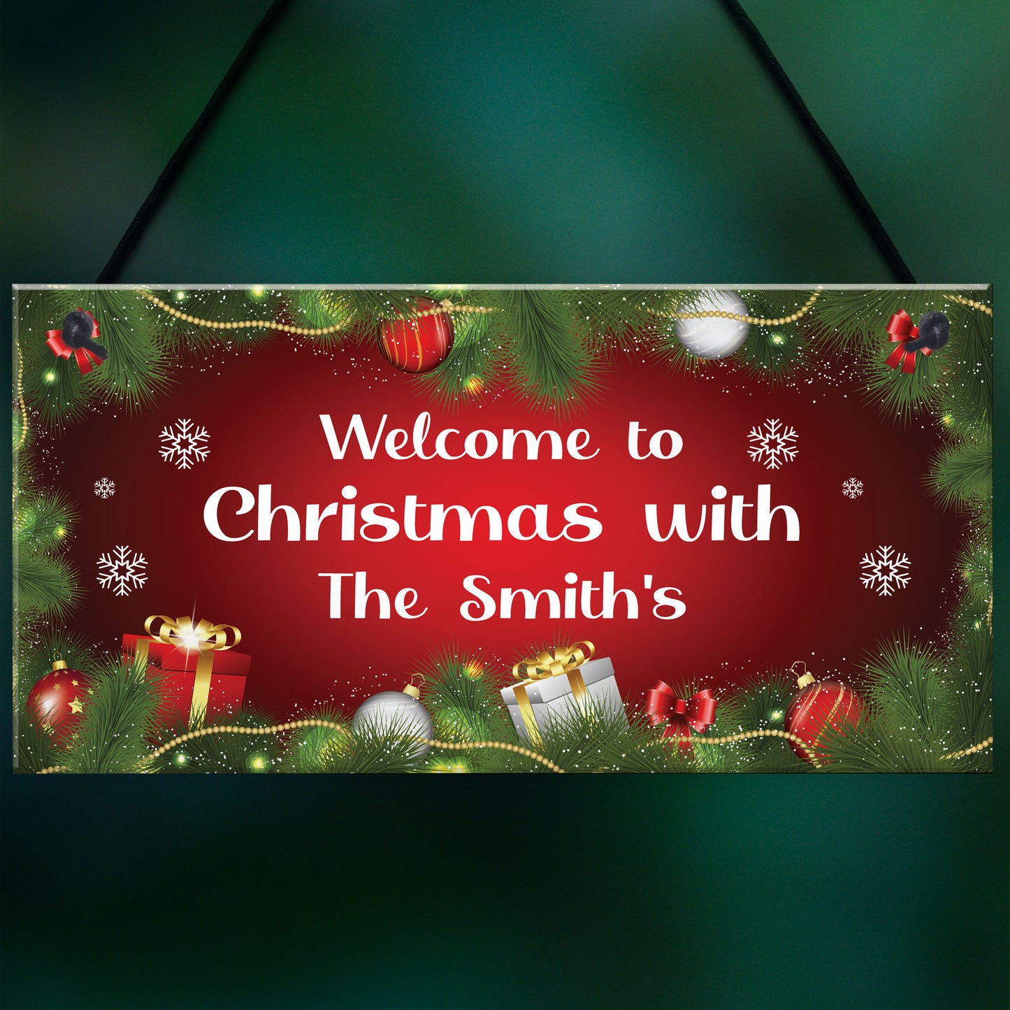 PERSONALISED Family Sign For Christmas Hanging Christmas Decor