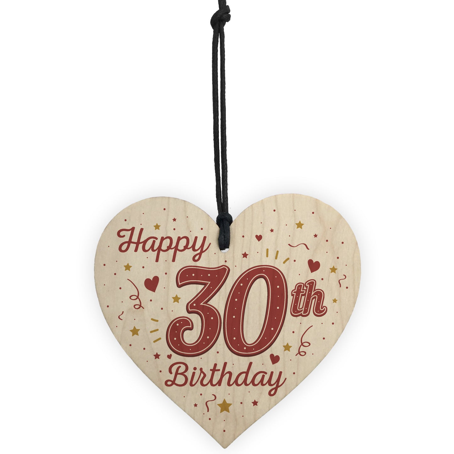 Happy 30th Birthday Handmade Wooden Heart Keepsake Gift Props