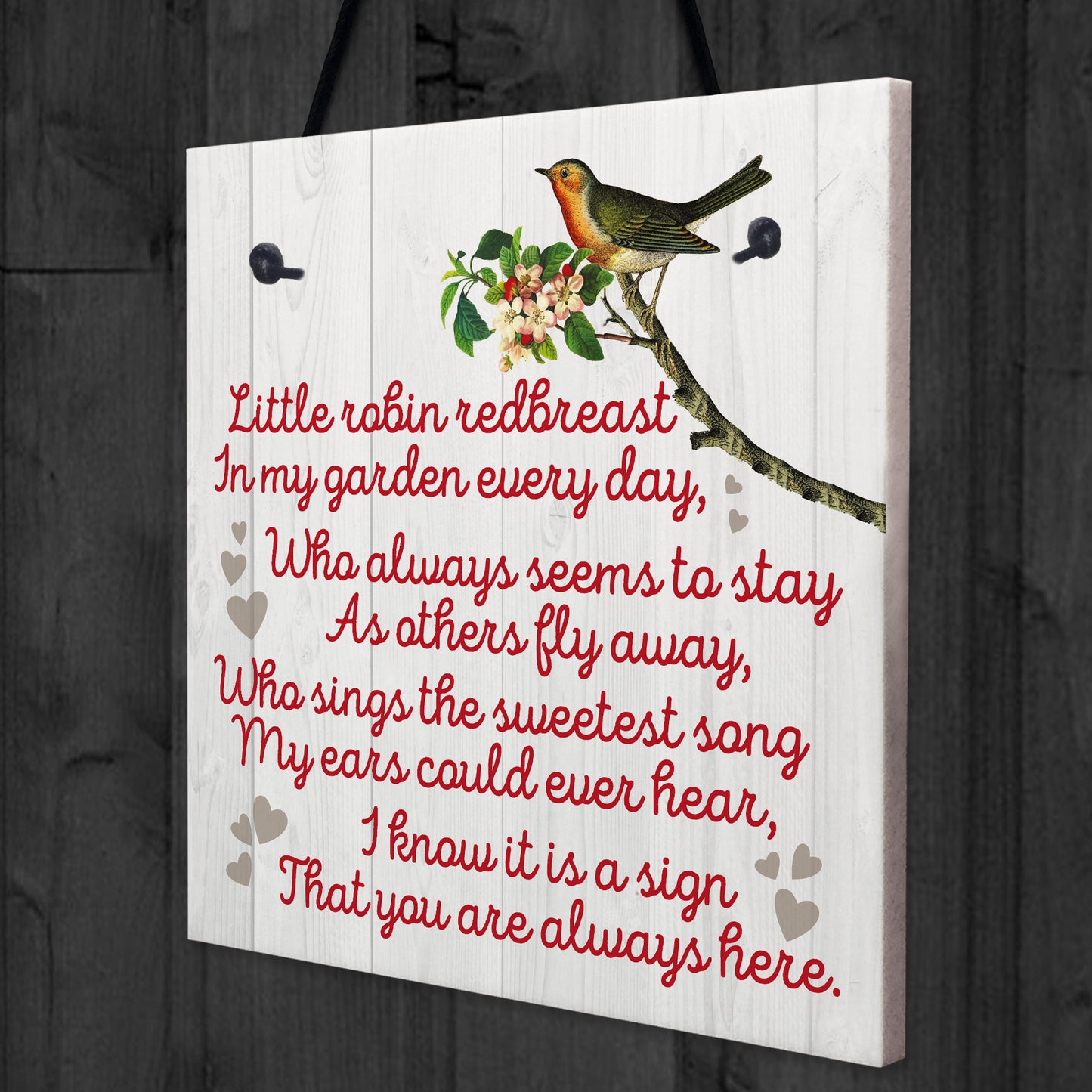 Robin Redbreast Memorial Bereavement Family Love Hanging Plaque