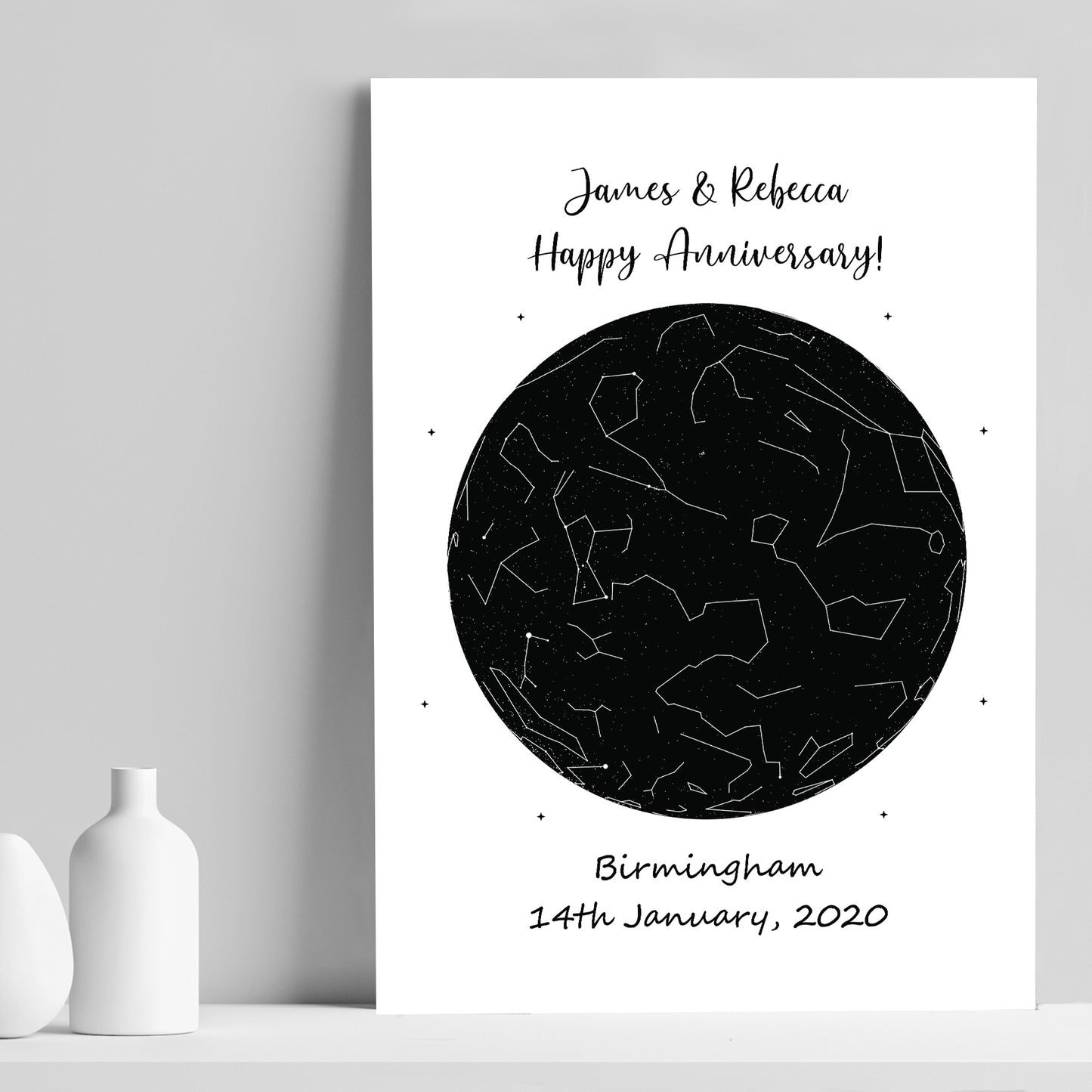 Anniversary Gift For Husband Wife Personalised Star Print Gift