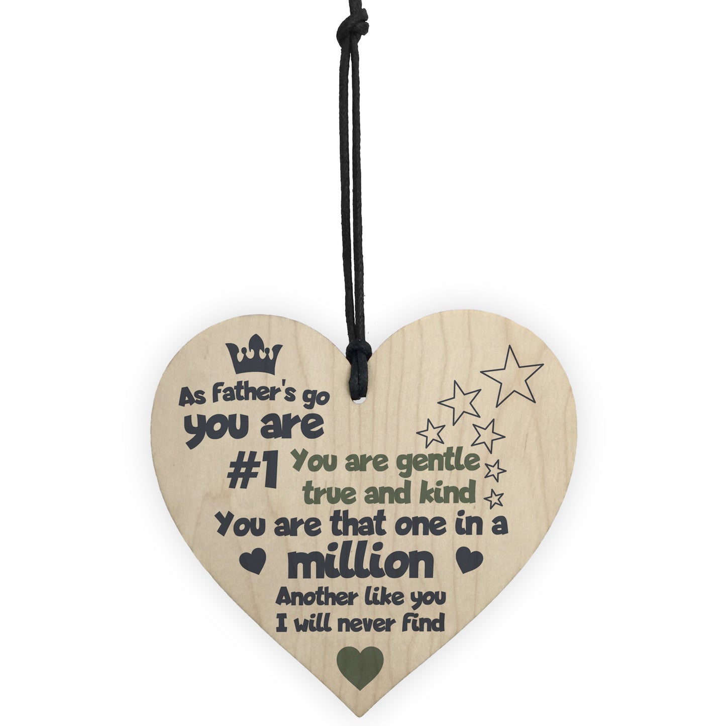 One In A Million Fathers Day Wooden Hanging Wall Heart Sign Gift