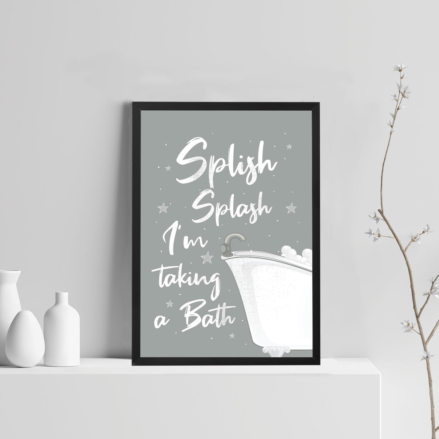Bathroom Prints Framed Bathroom Sign Bathroom Decor Grey