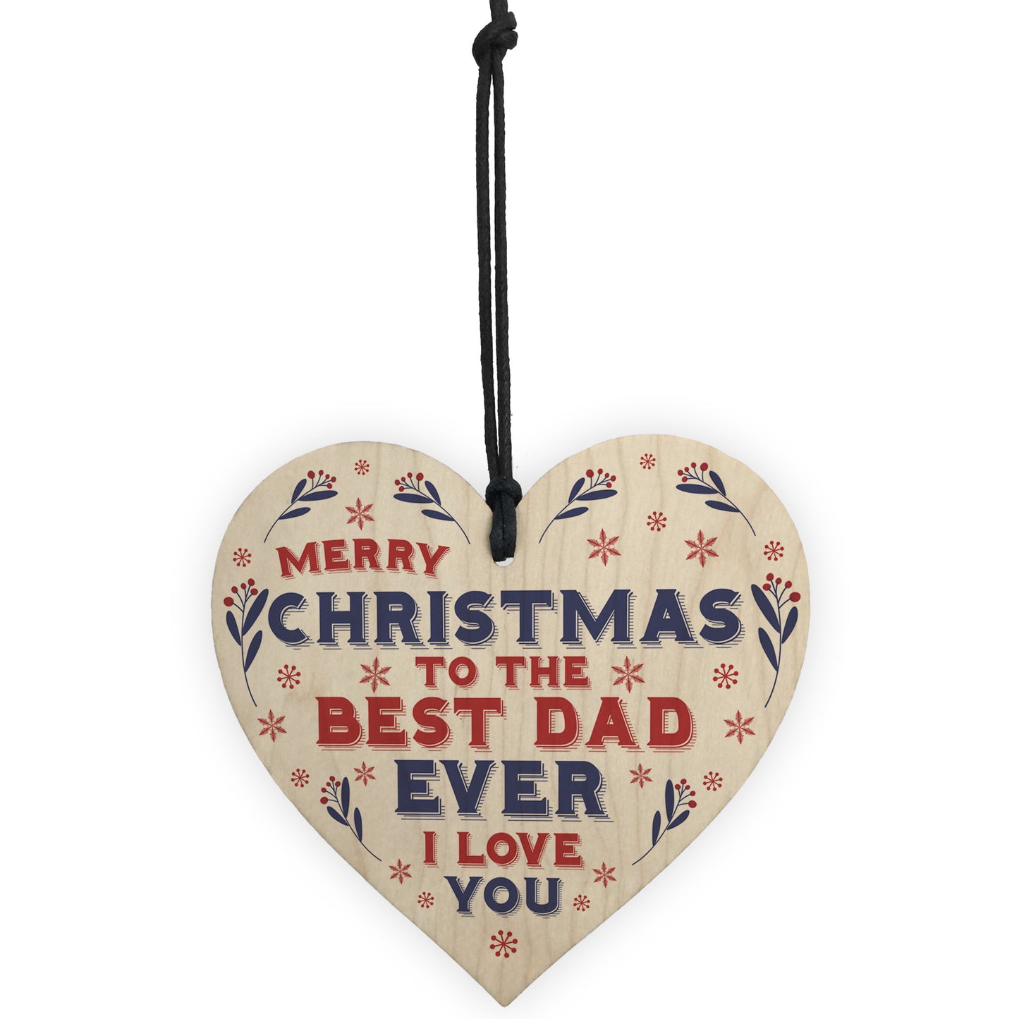 Christmas Gift For Dad Hanging Wood Heart Bauble Gift For Him