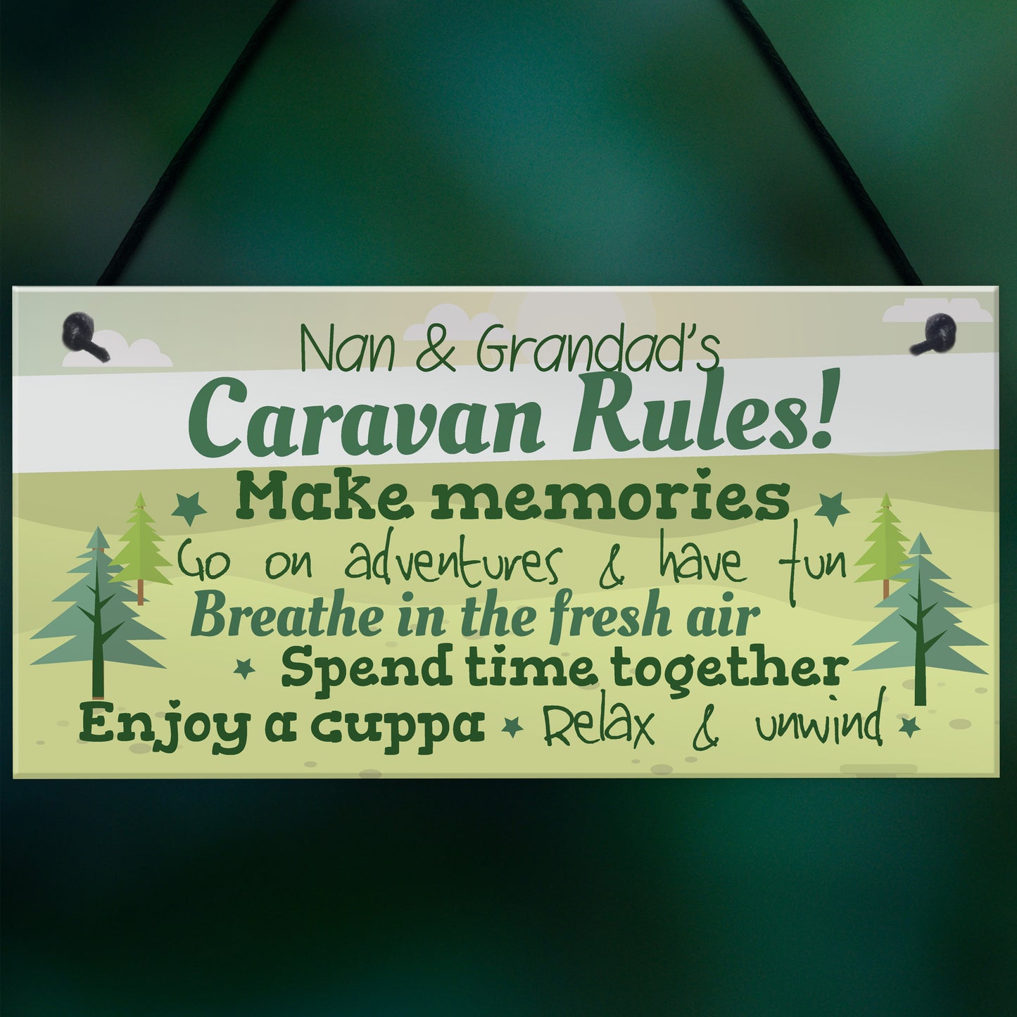 Caravan Plaque Novelty Chic Camping Holiday Sign Nan Grandad