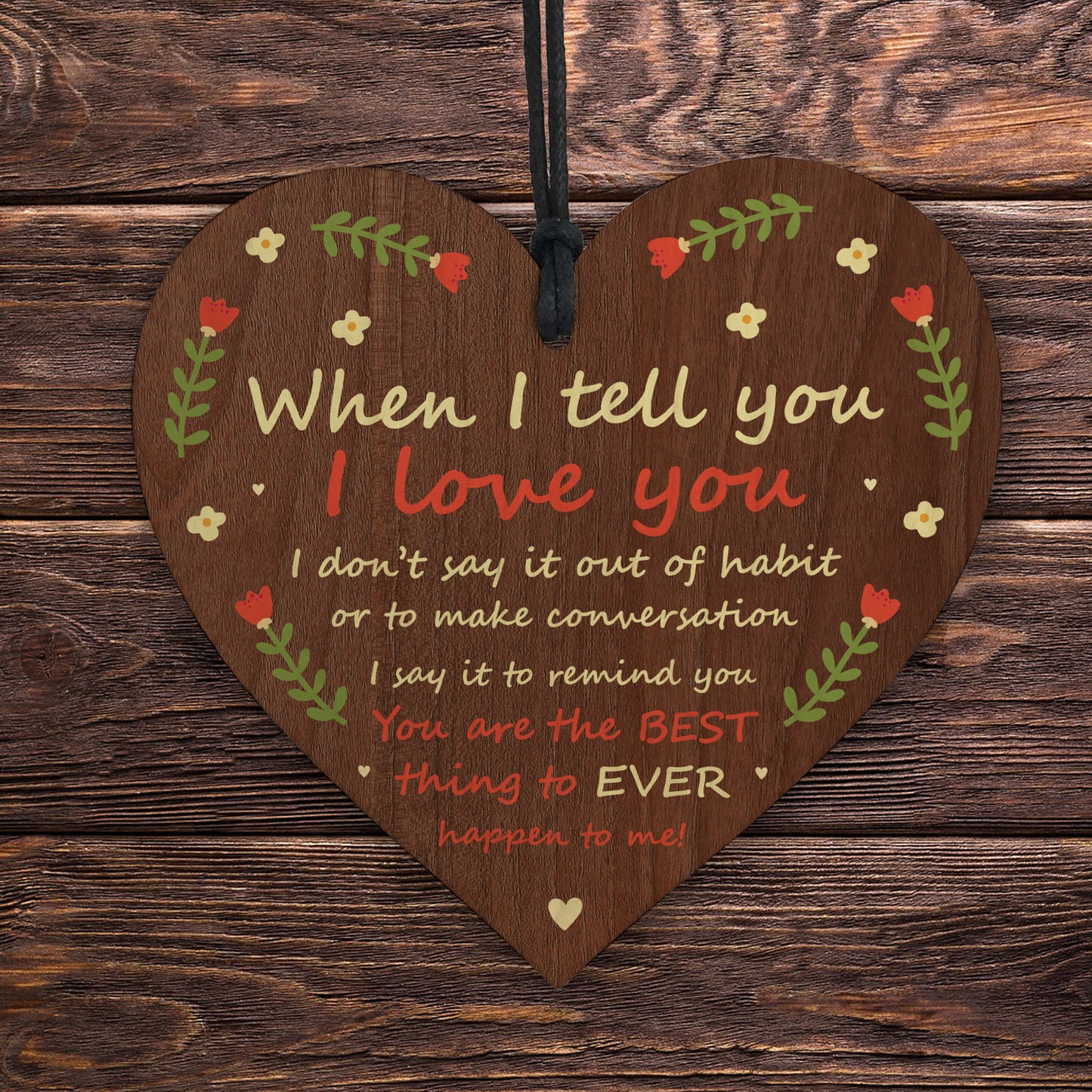 I Love You Plaque Anniversary Wood Heart Boyfriend Girlfriend