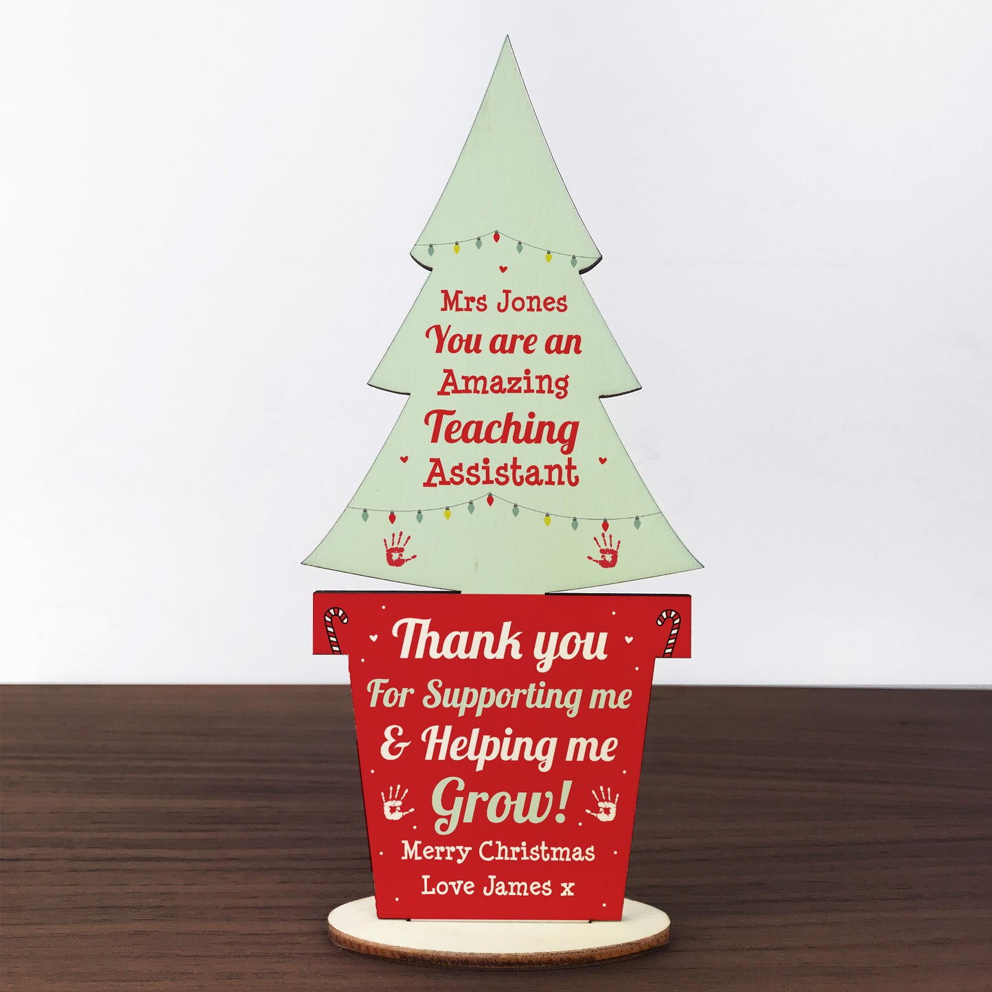 Personalised Teaching Assistant Gift Wood Tree Thank You Gift