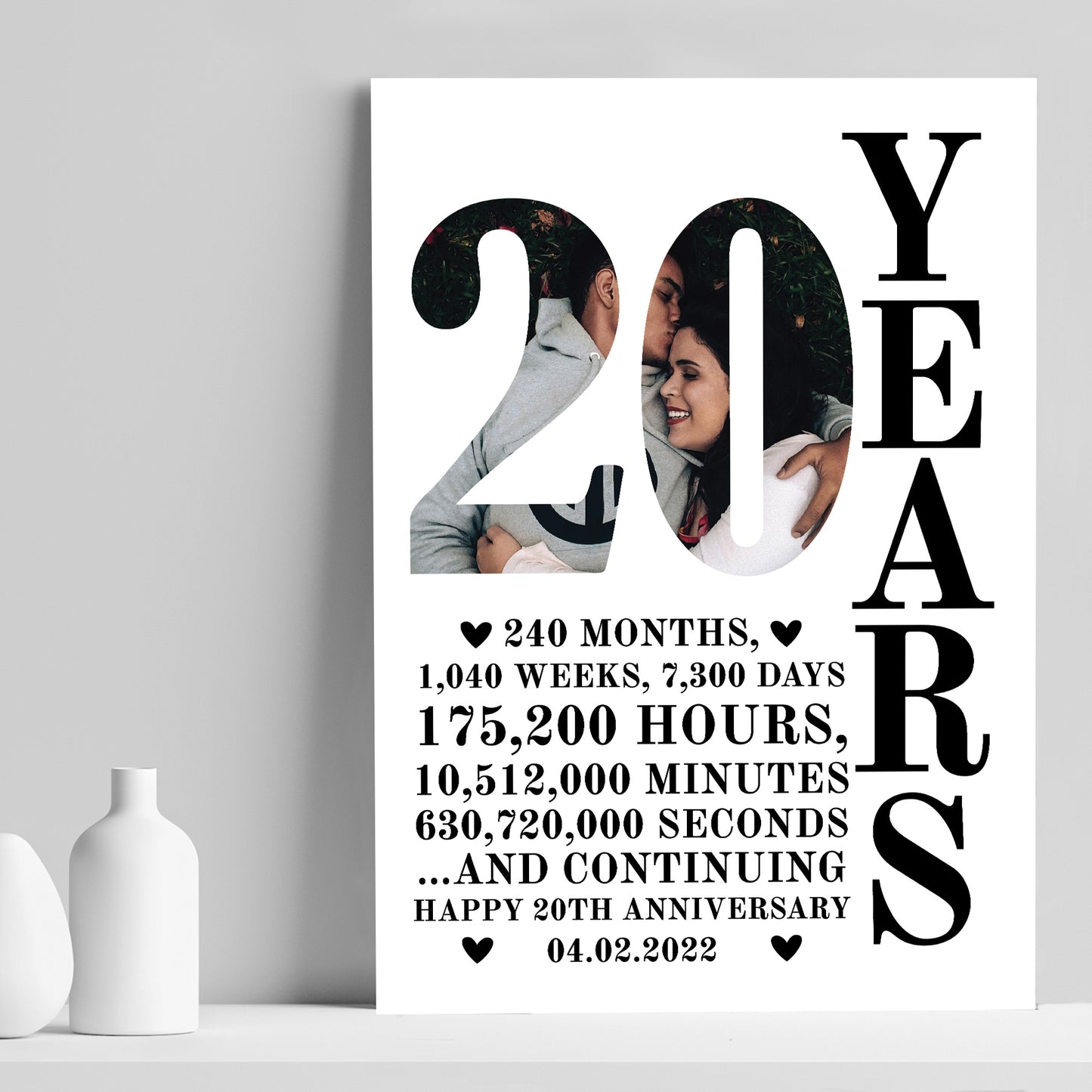 20th Anniversary Gift Print Personalised Photo Husband Wife