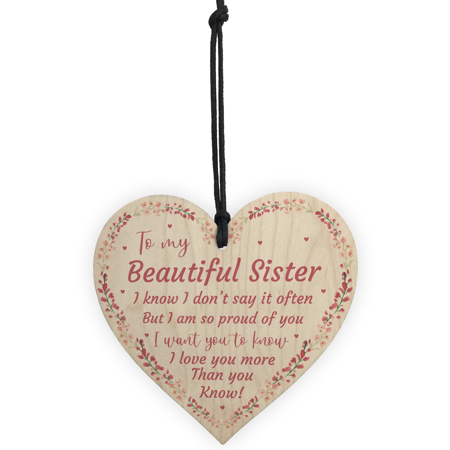 Beautiful Sister Wood Heart Special Gift For Sister Birthday