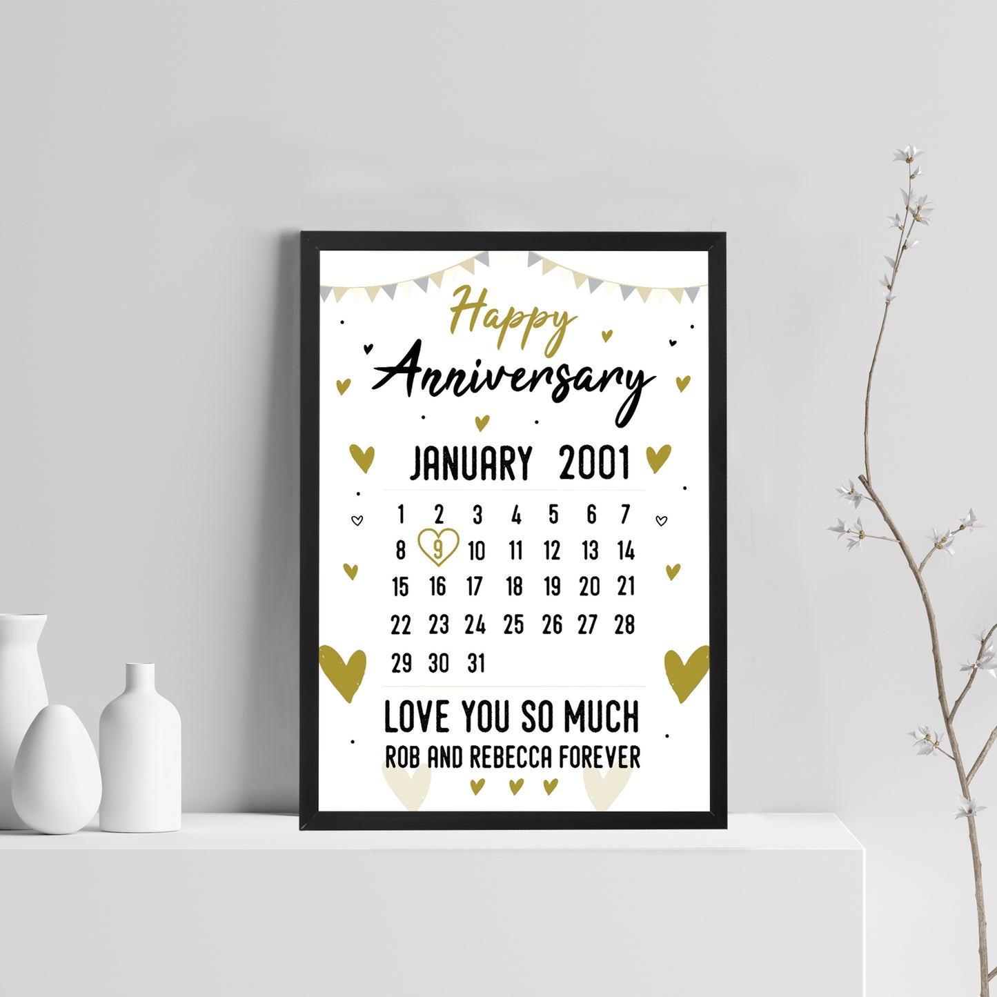 Anniversary Gift For Him Framed Print Calender Anniversary Gift