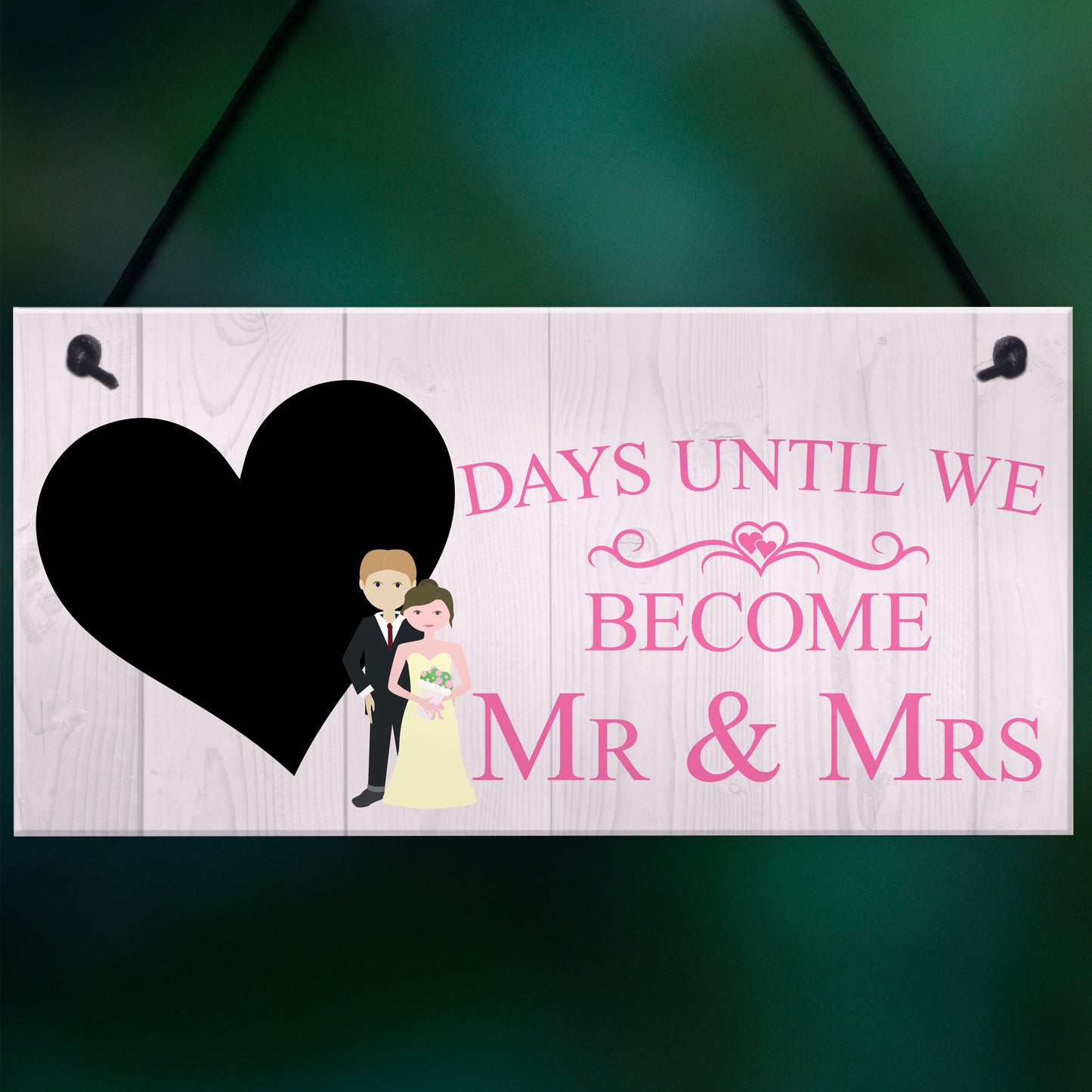 Countdown Days Unitl Mr & Mrs Couple Chalkboard Wedding Sign