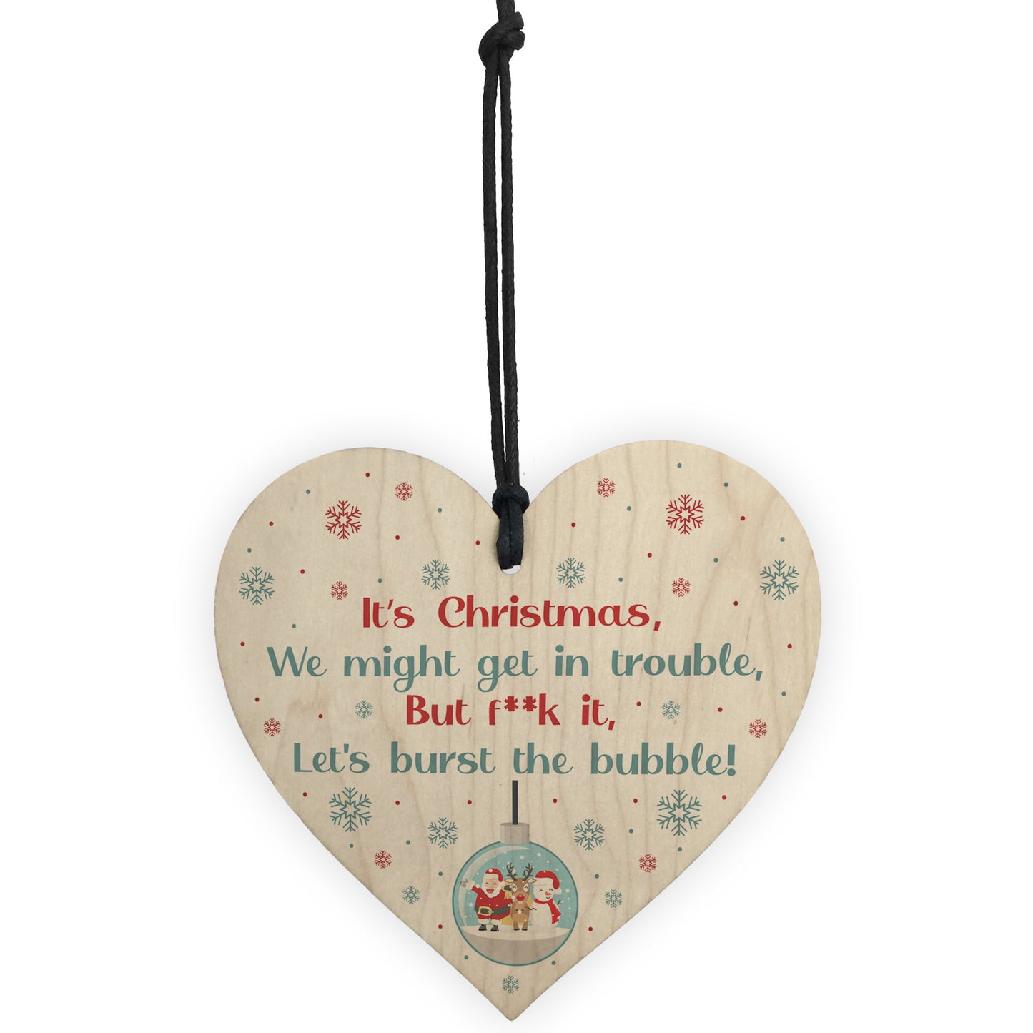 Funny Christmas Tree Decoration Lockdown Gift Wood Heart