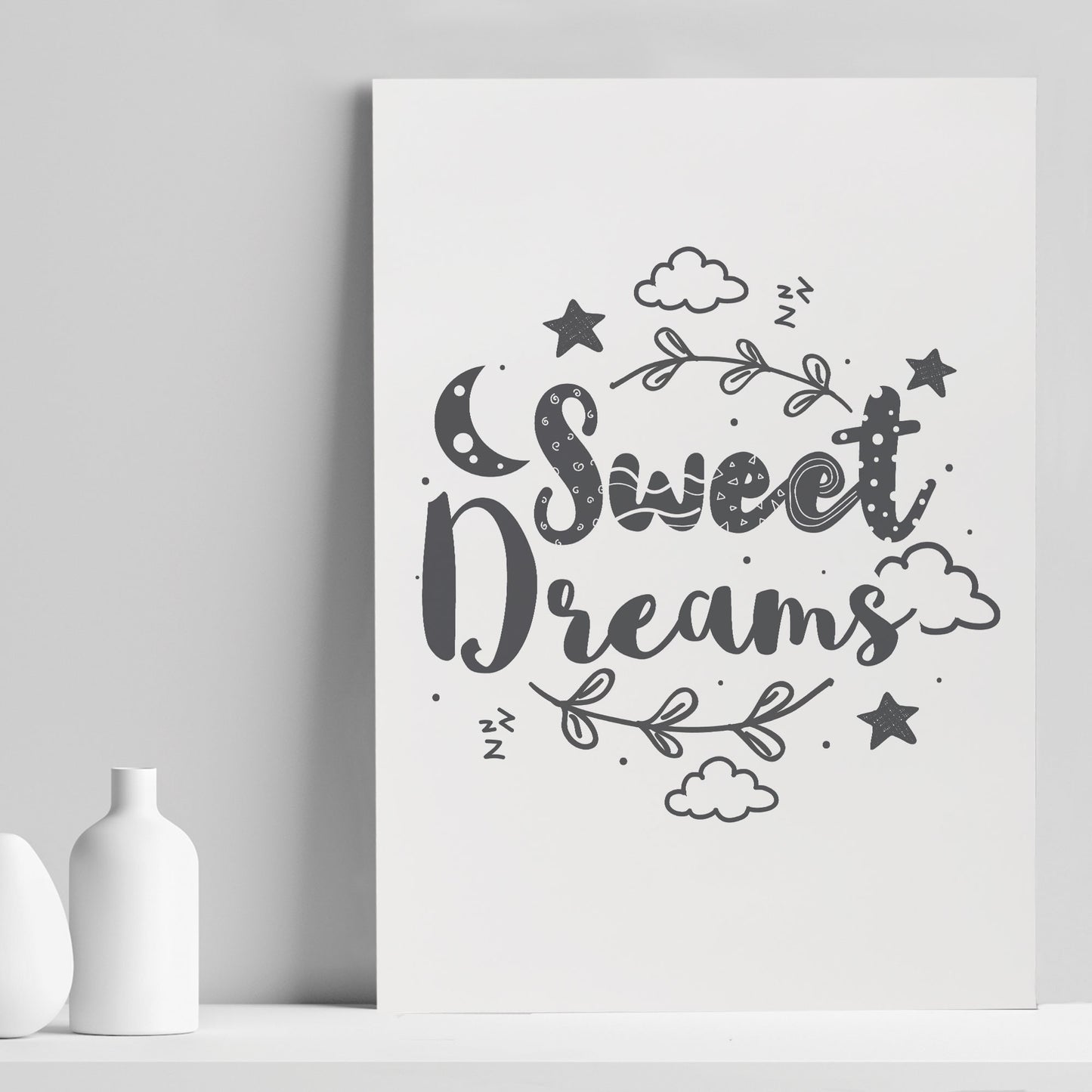 Cute Bedroom Sign Grey Nursery Print For Baby Girl Boy Bedroom