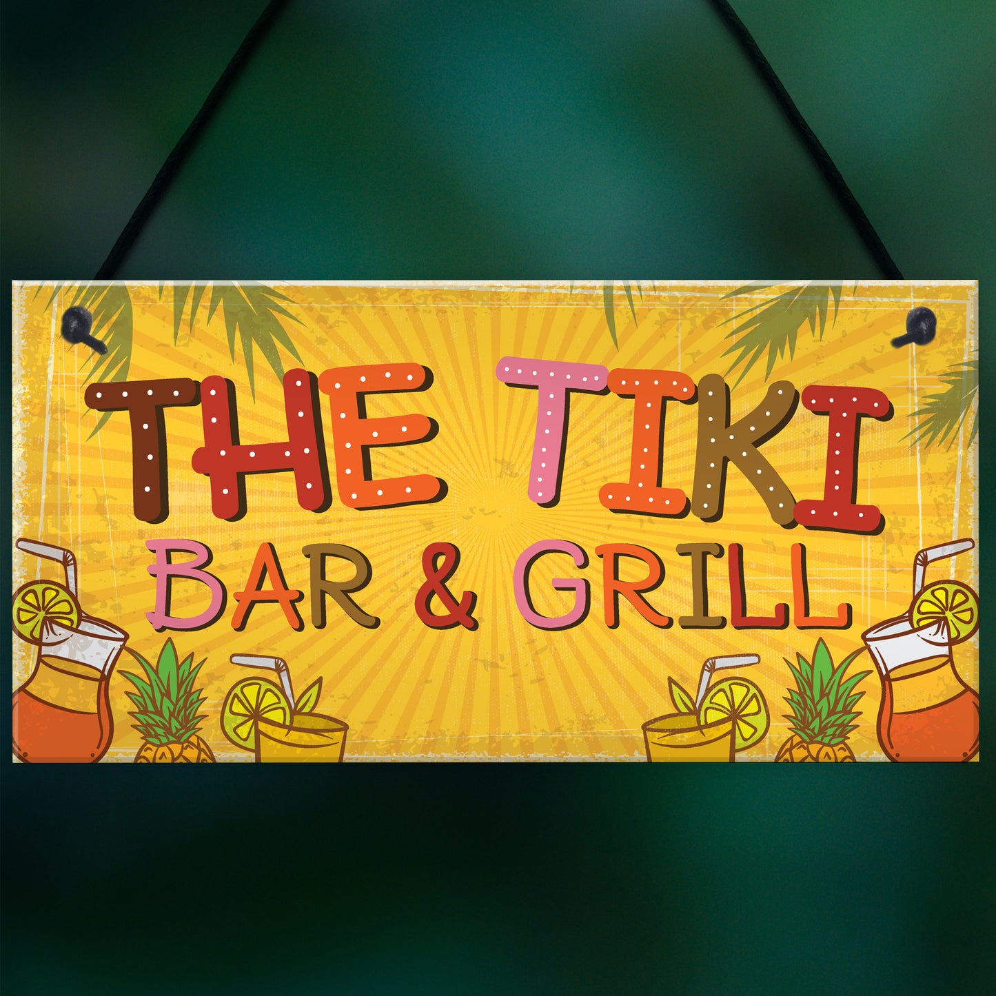 Tiki Bar & Grill Party Hanging Bar Pub Plaque Beer Cocktail Gift