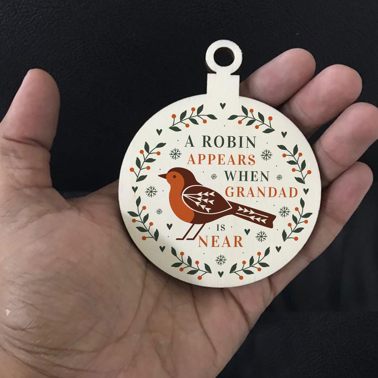 A Robin Appears Grandad Memorial Bauble Tree Decoration