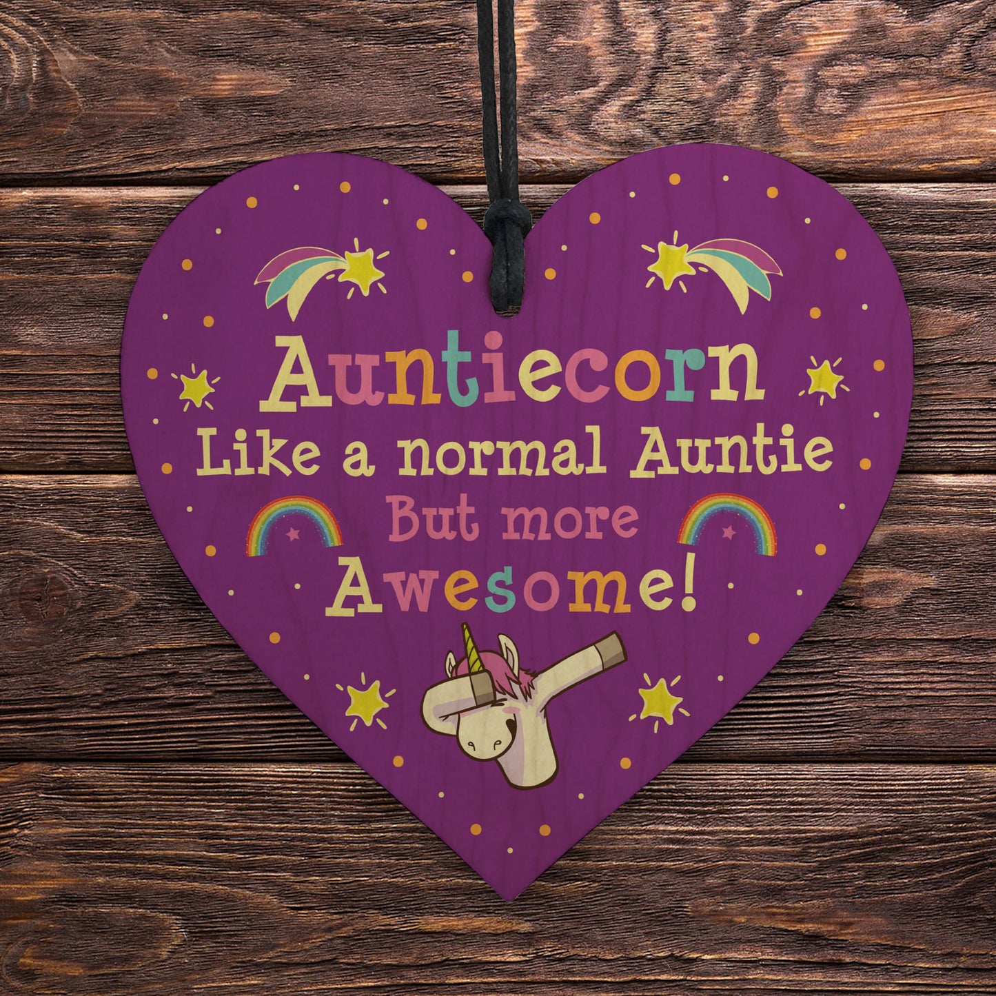 Novelty Auntie Gift From Niece Nephew Funny Wood Heart