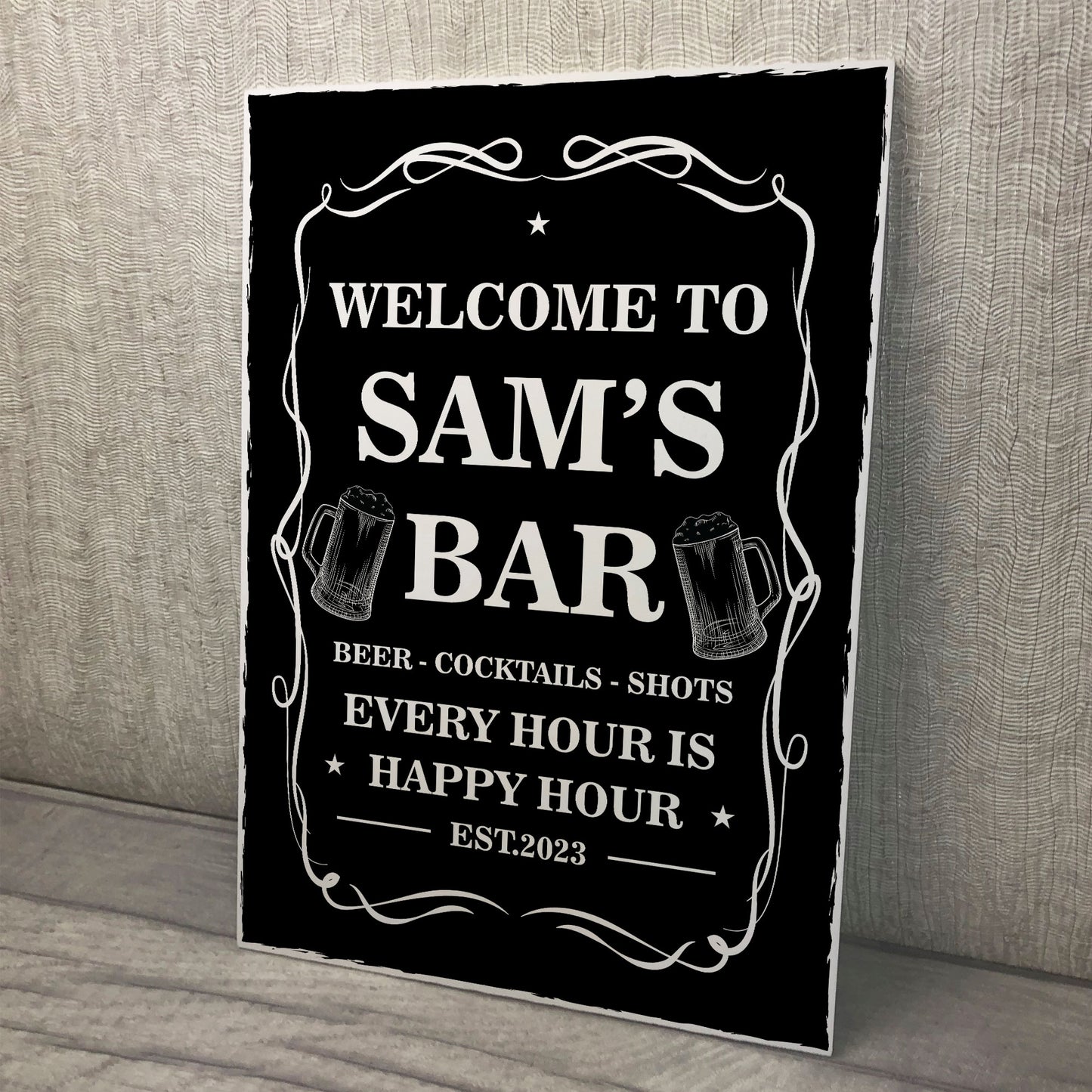 Home Bar Sign Personalised Shabby Chic Bar Sign For Man Cave
