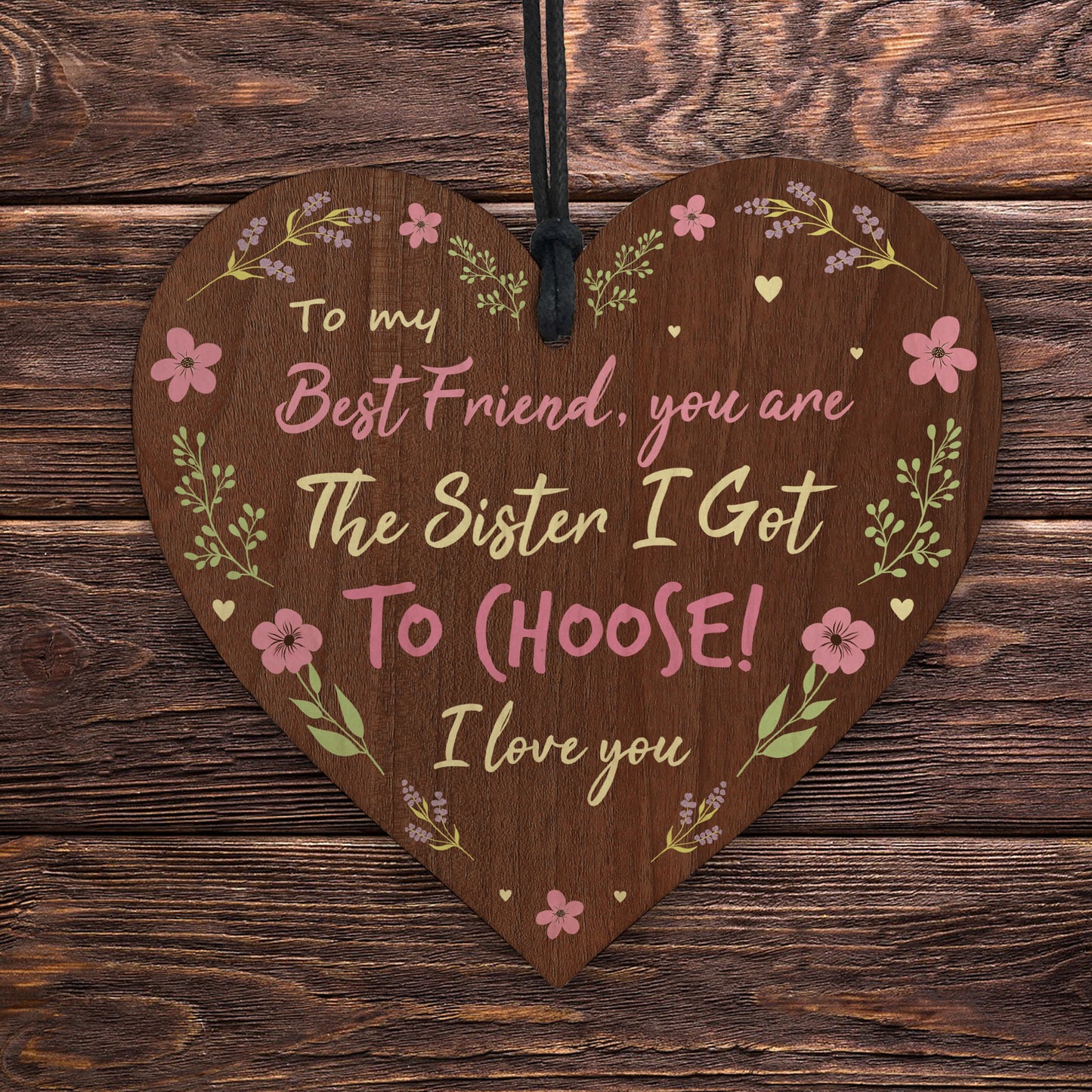 Best FRIEND Sister Gifts Wooden Hanging Heart Birthday Gift