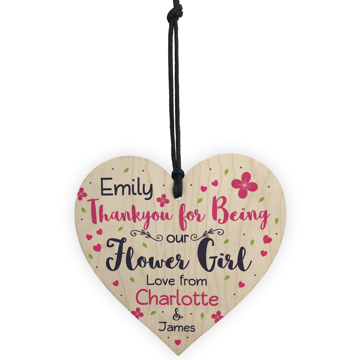 Personalised Thank You Gifts For Flower Girl Wooden Heart Plaque