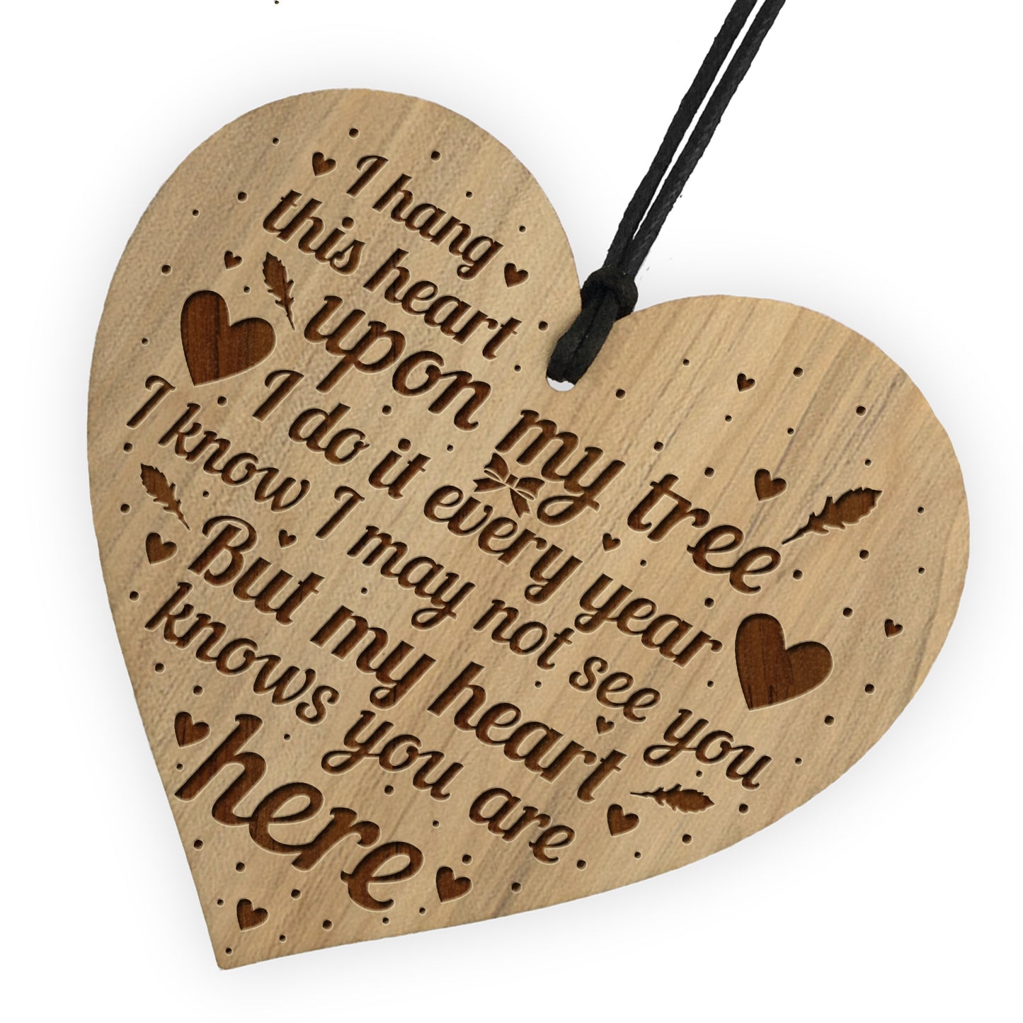 Christmas Tree Memorial Decoration Engraved Heart Rememberance