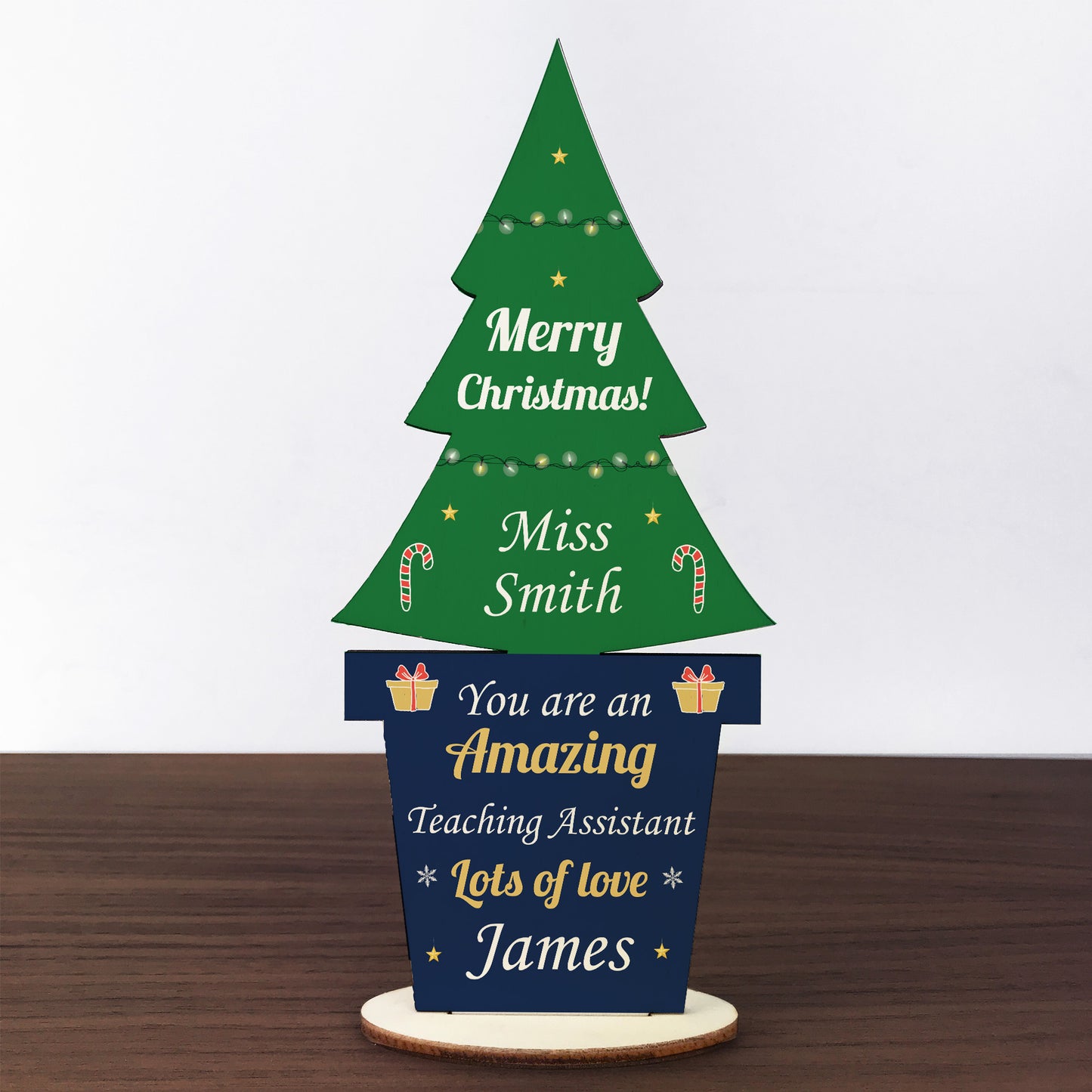 Christmas Gift For Teaching Assistant Wooden Tree Personalised
