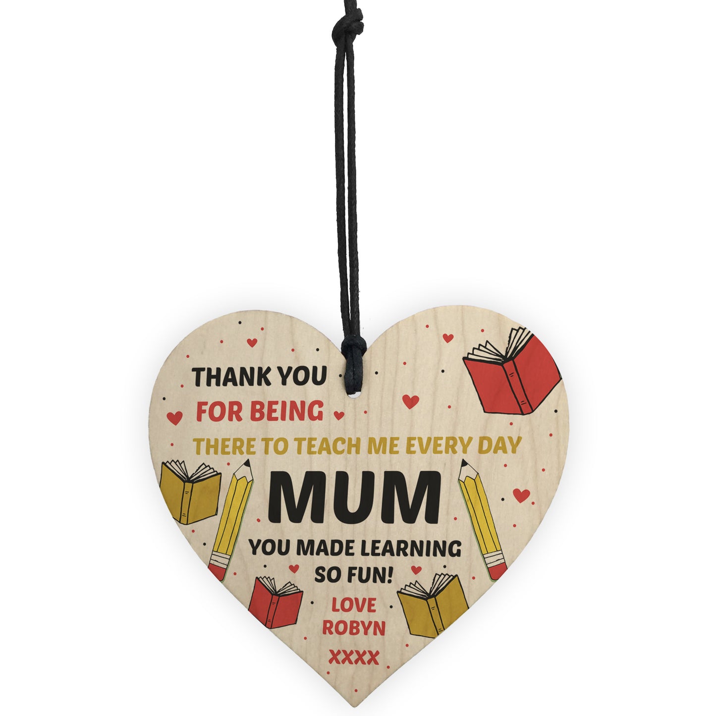Personalised Thank You Gift For Mum Wood Heart Teacher Gifts