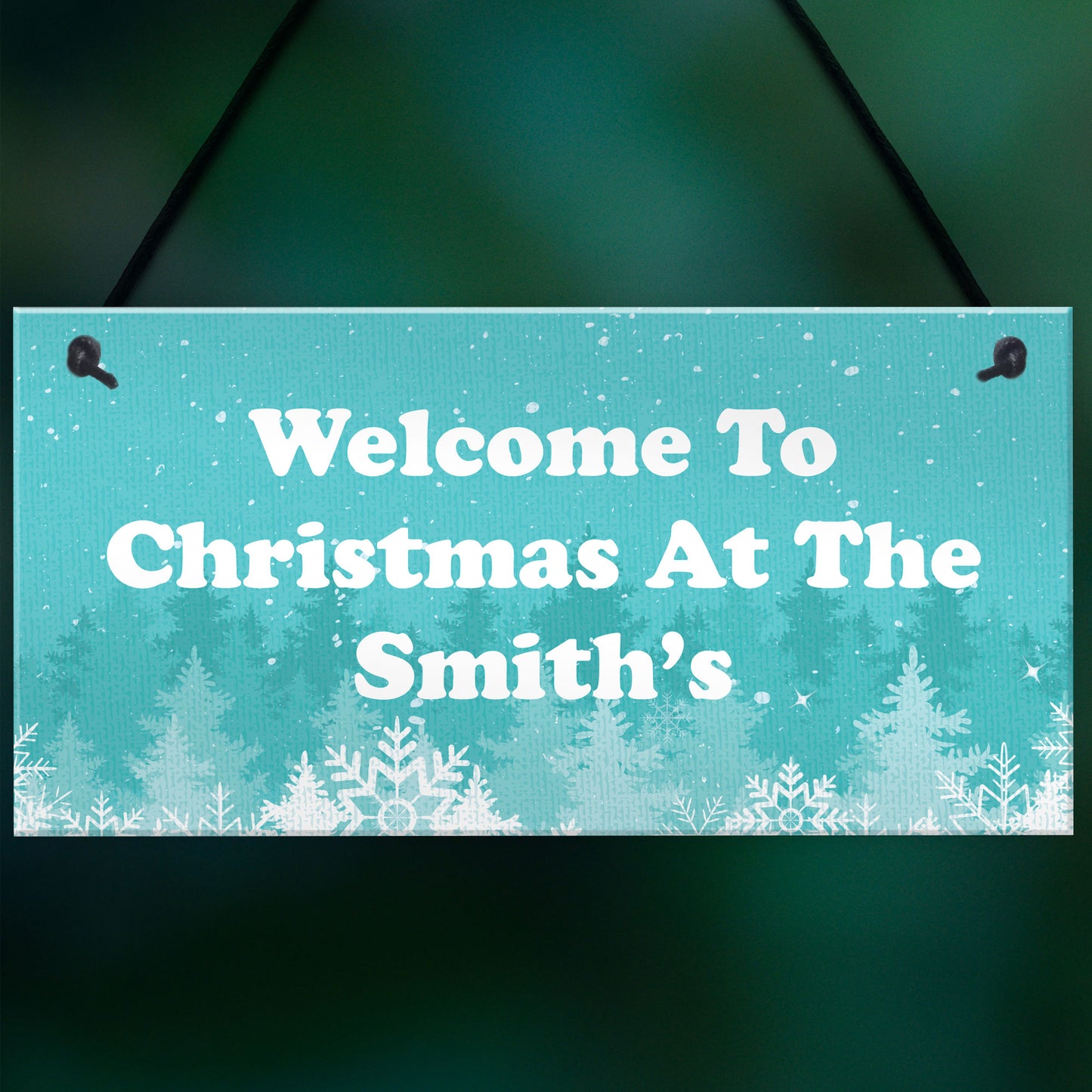 Personalised Hanging Christmas Decoration Welcome 'Surname' Sign