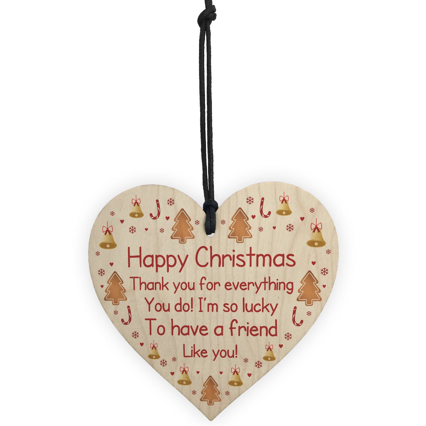Happy Christmas Friendship Gift Wood Heart Gift For Friend