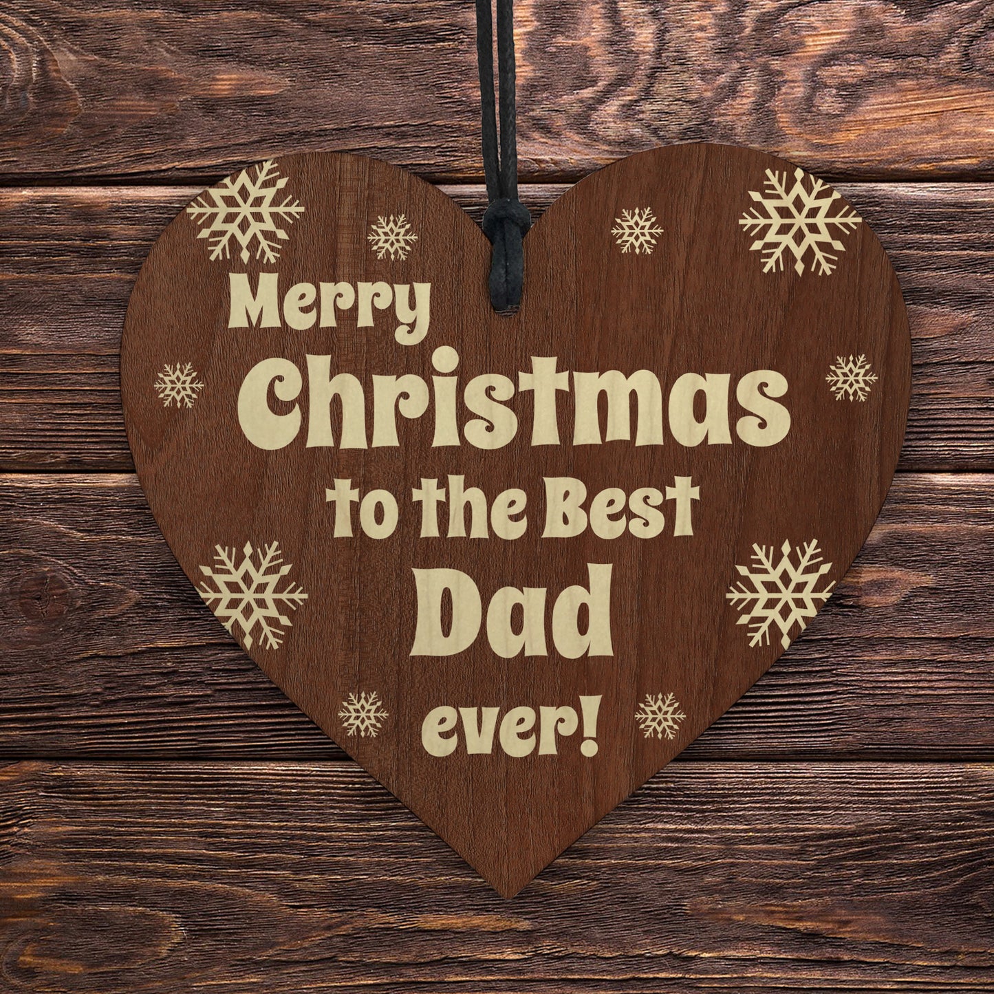 Dad Christmas Wooden Heart Gift From Son and Daughter