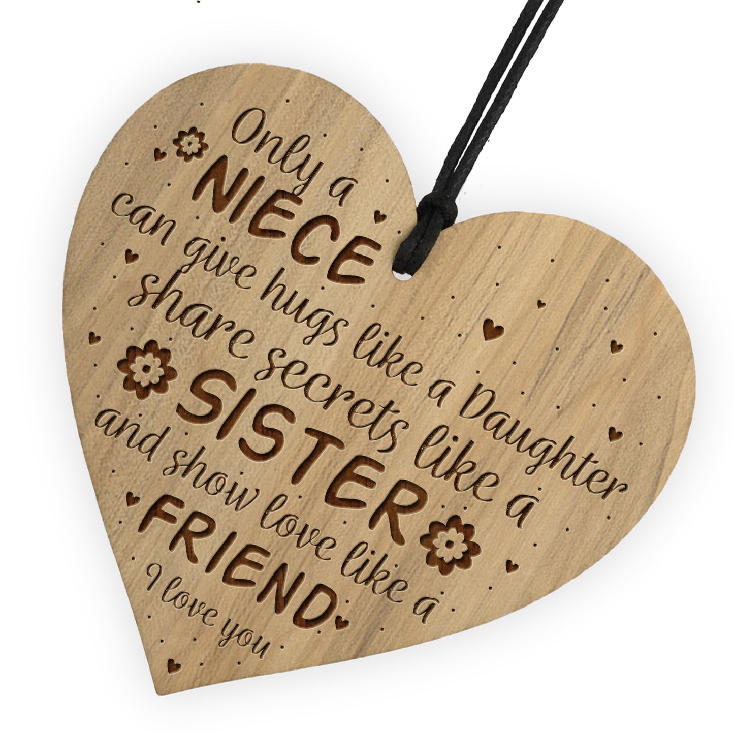 Niece Gifts From Auntie Uncle Engraved Wooden Heart Birthday