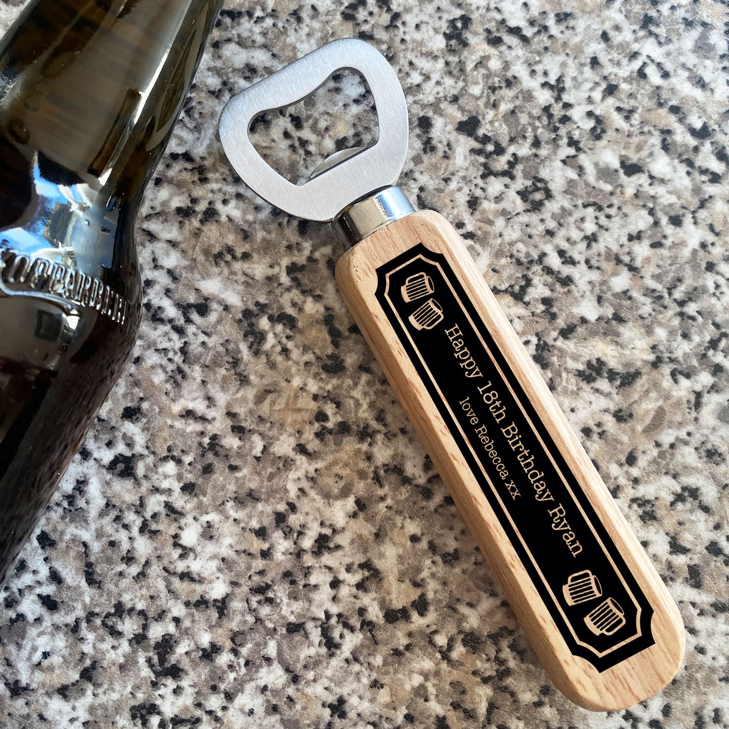 Personalised 18th 21st Birthday Gift For Him Wood Bottle Opener