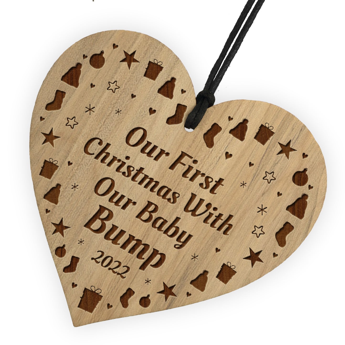 Our First Christmas With Bump Baby Engraved Heart Decoration