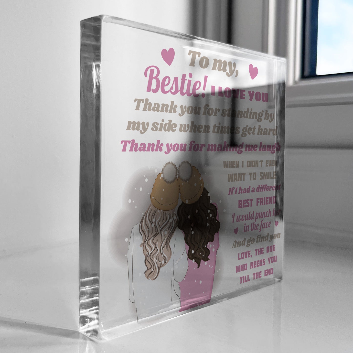 BESTIE GIFT Thank You Gift For Her Acrylic Block Friendship Sign