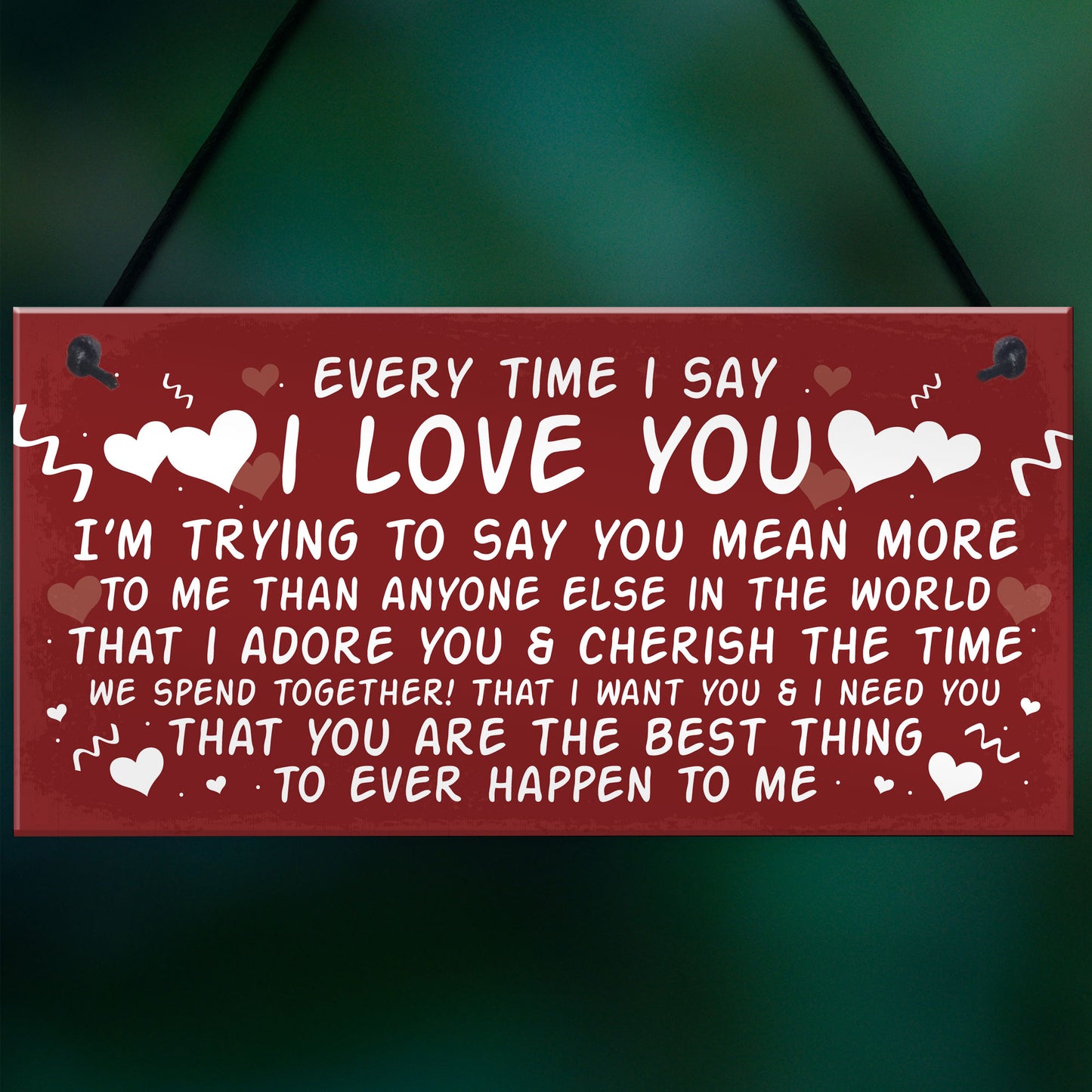 Love You Plaque Hanging Plaque Anniversary Valentines Day Gift