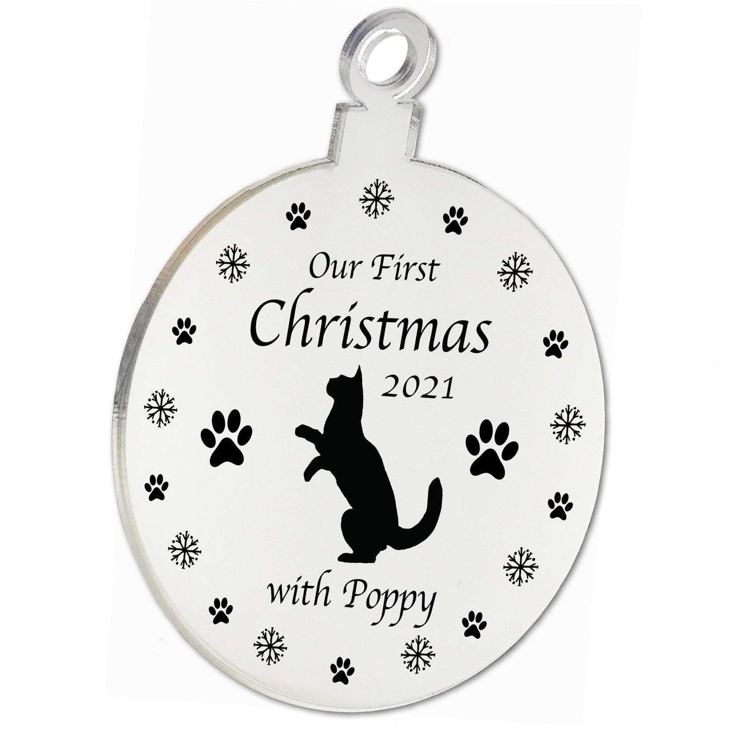 Our First Christmas With Cat Personalised Engraved Bauble