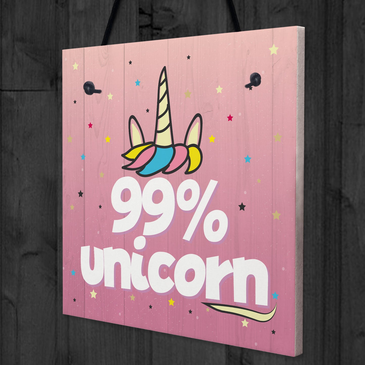 99% Unicorn Pink Art Hanging Wall Girls Bedroom Plaque Sign