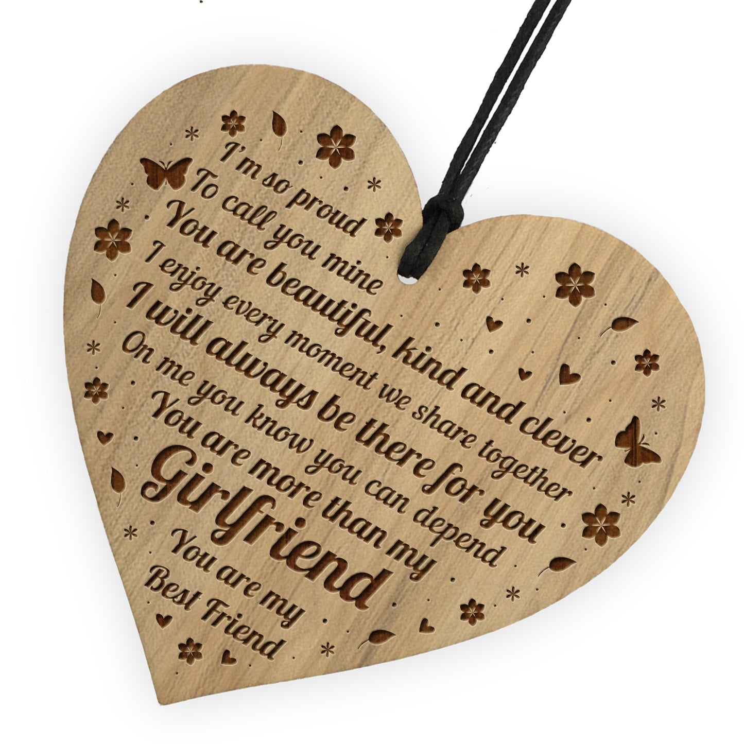 Girlfriend Birthday Gift Card Engraved Heart Anniversary Gift