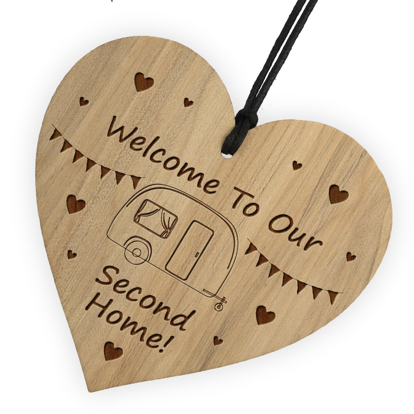 Caravan Sign Engraved Heart Second Home Friendship Sign