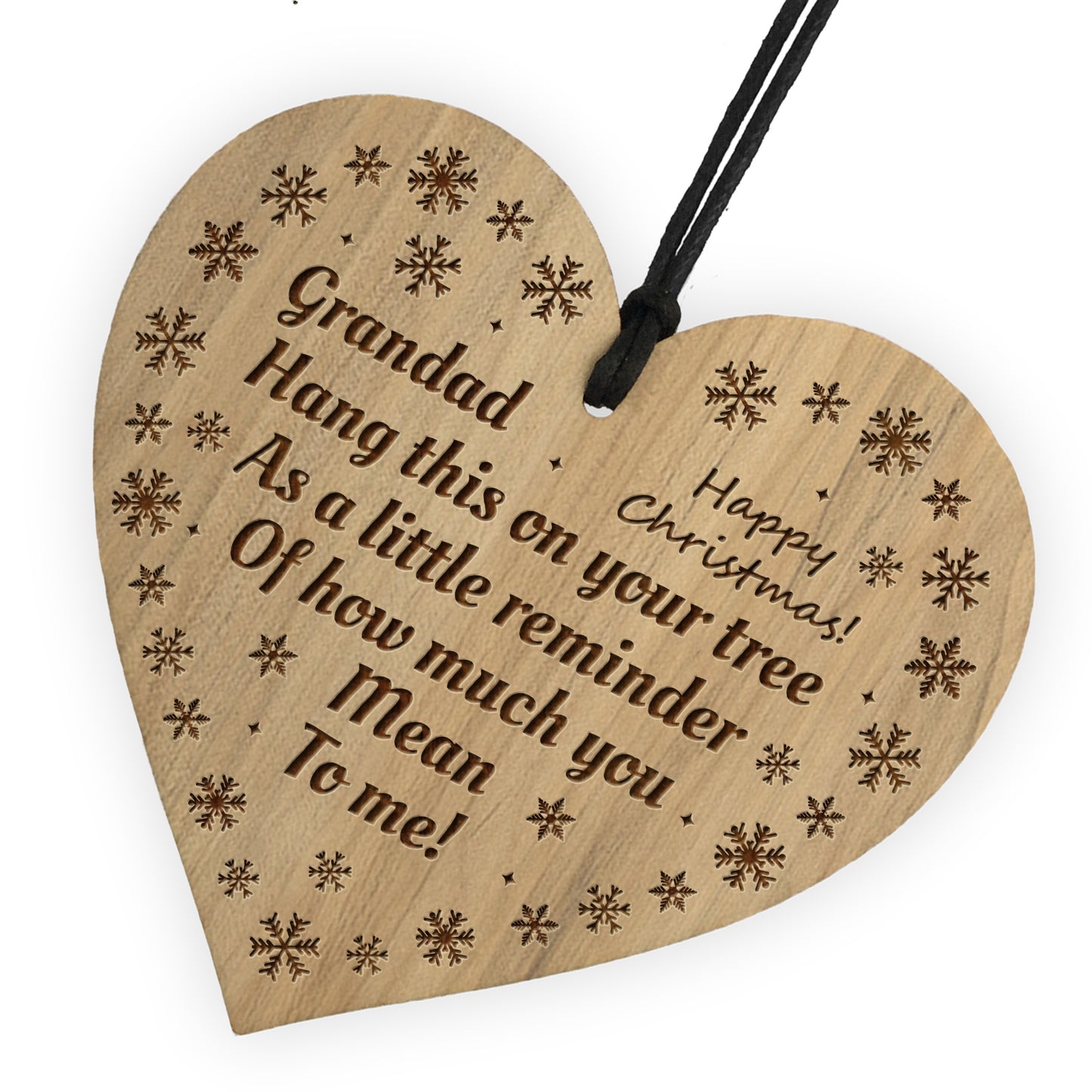 Cute Grandad Gift For Christmas Engraved Heart Decoration