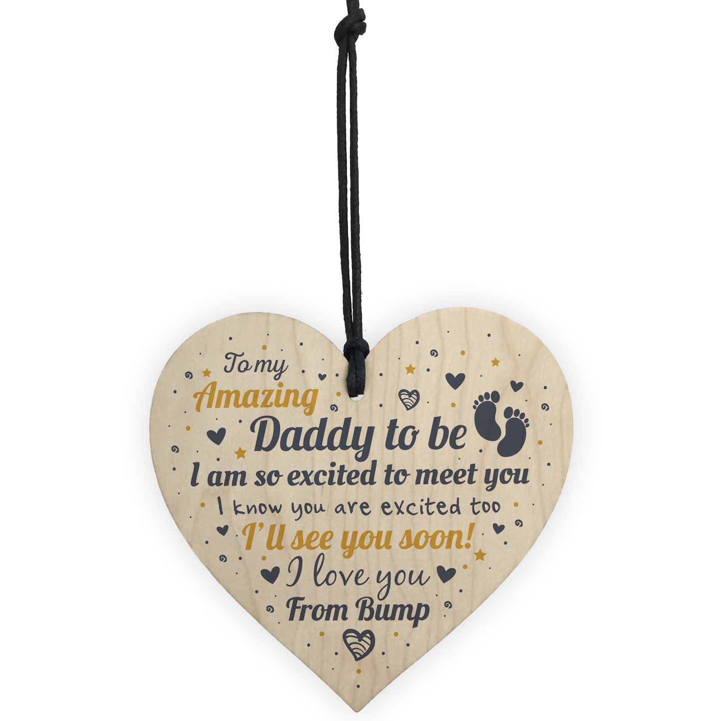 Dad Daddy To Be Gift Funny Novelty Wooden Heart Baby Shower Gift