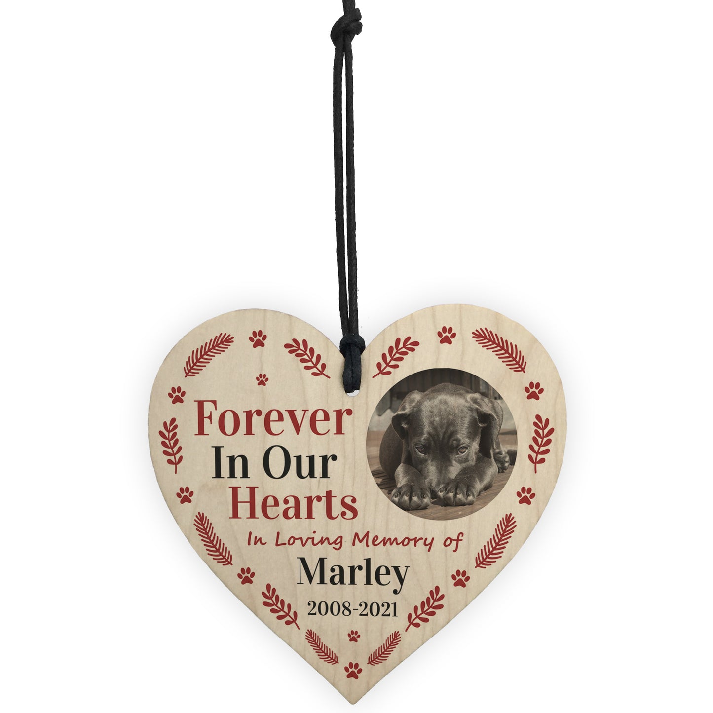 Memorial Gift For Dog Pet Wooden Heart Personalised Decoration
