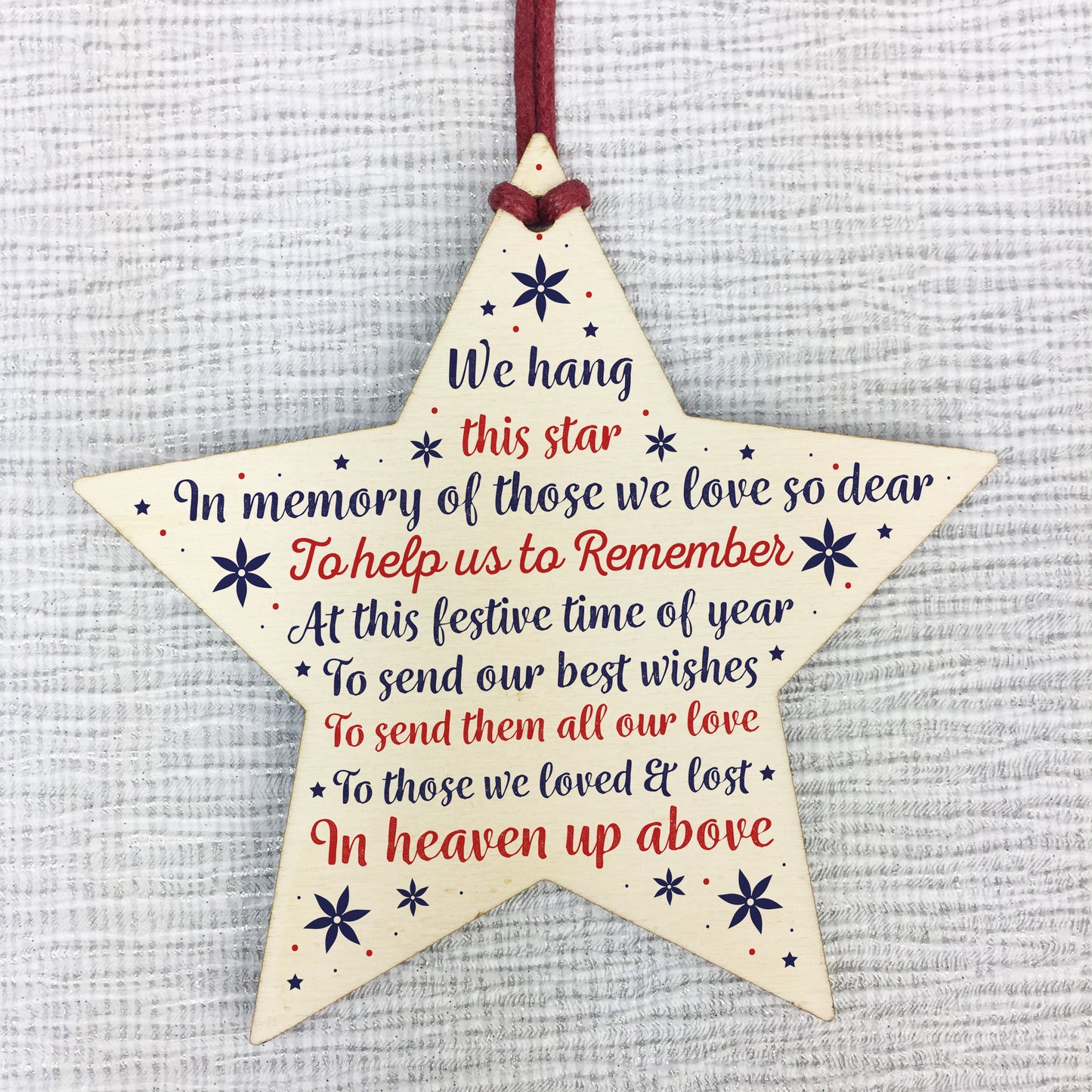 Christmas Memorial Decorations Hanging Wooden Star Bauble Gifts
