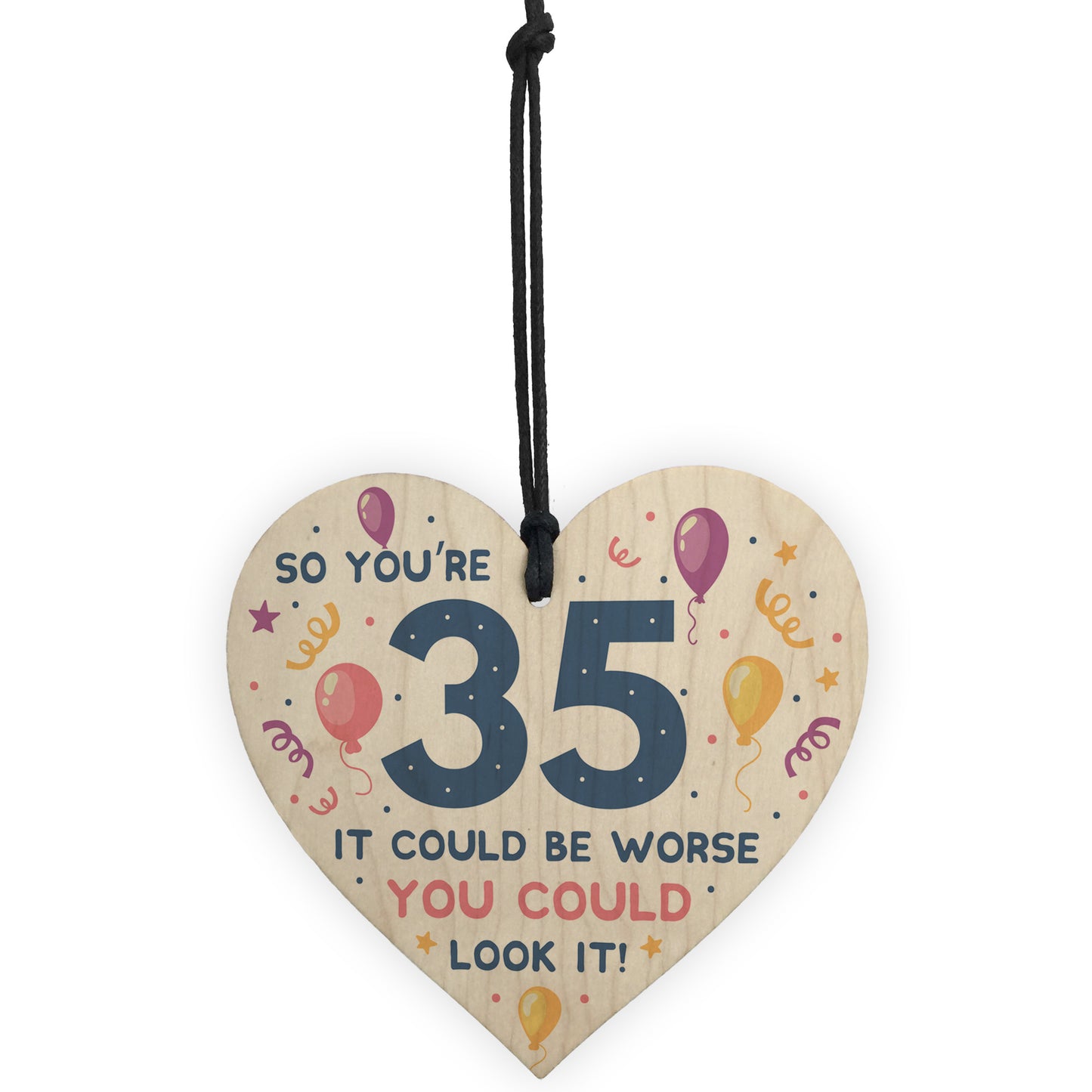 Novelty 35th Birthday Gifts Wood Heart Sign Funny Present