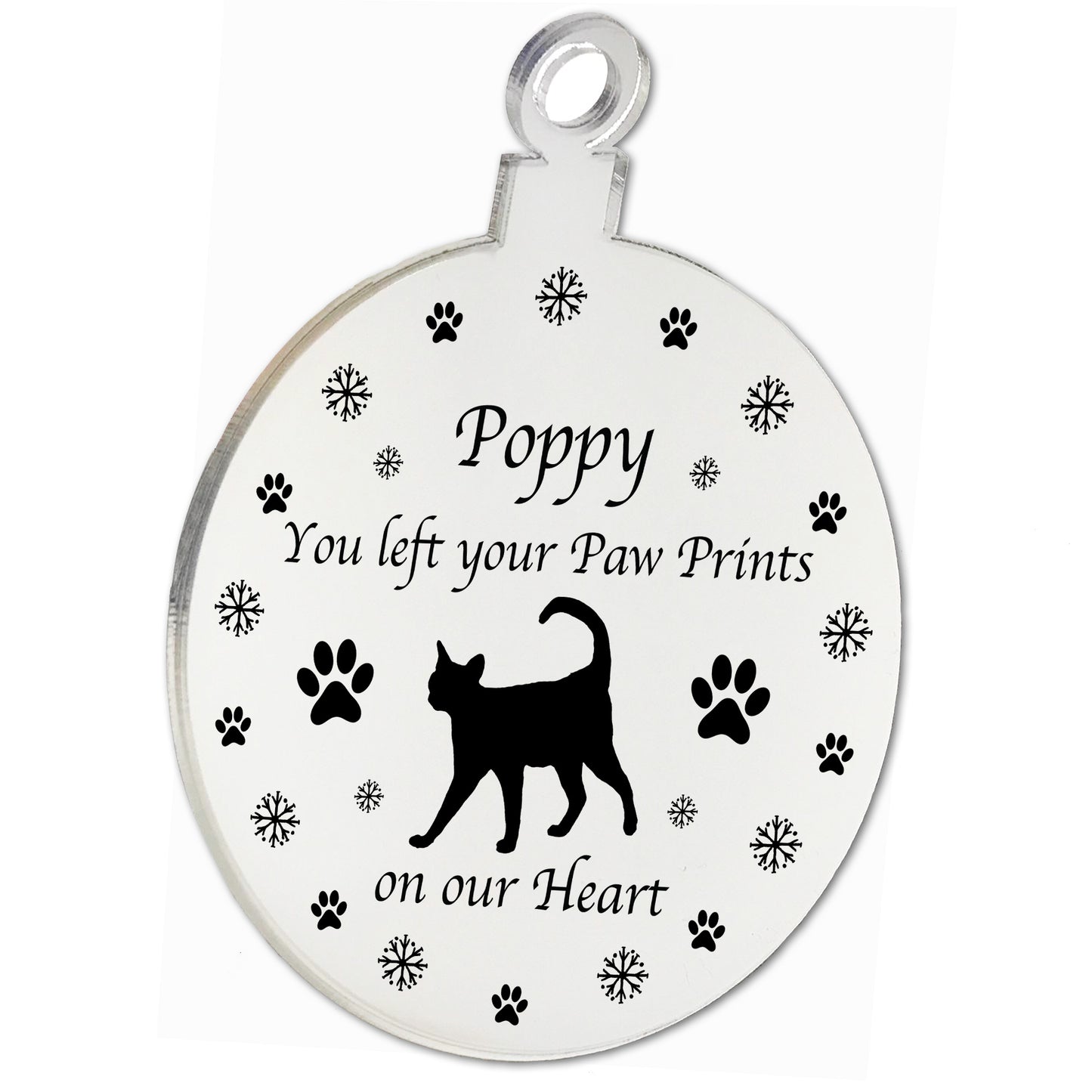 Cat Memorial For Christmas Tree Personalised Engraved Bauble
